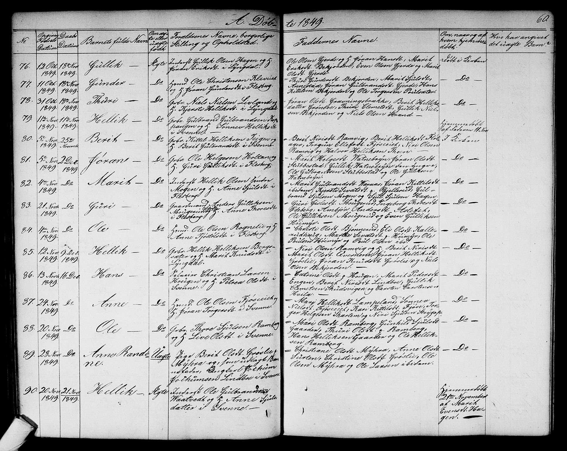 Flesberg kirkebøker, AV/SAKO-A-18/G/Ga/L0002: Parish register (copy) no. I 2, 1834-1860, p. 60