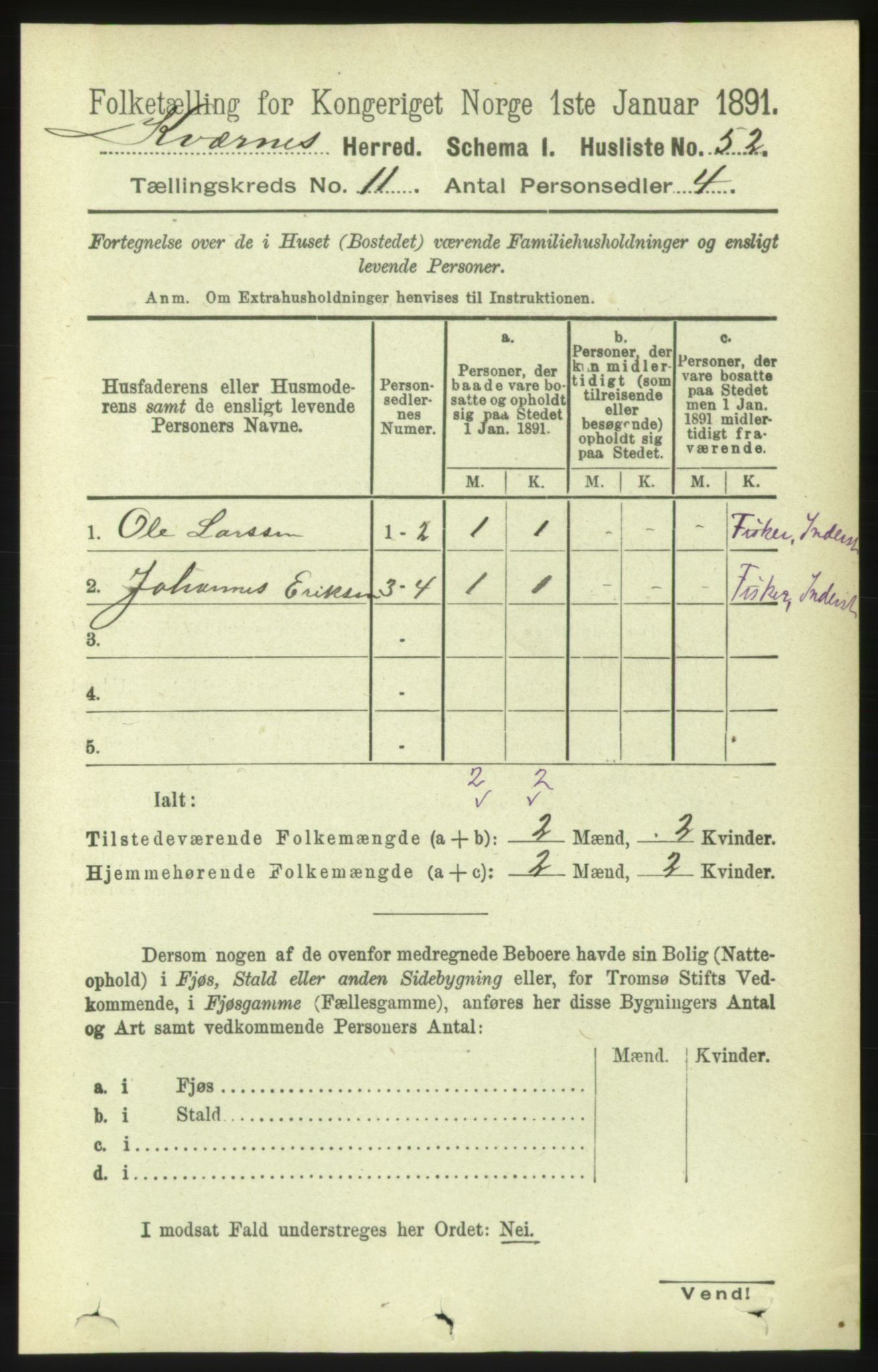 RA, 1891 census for 1553 Kvernes, 1891, p. 4806