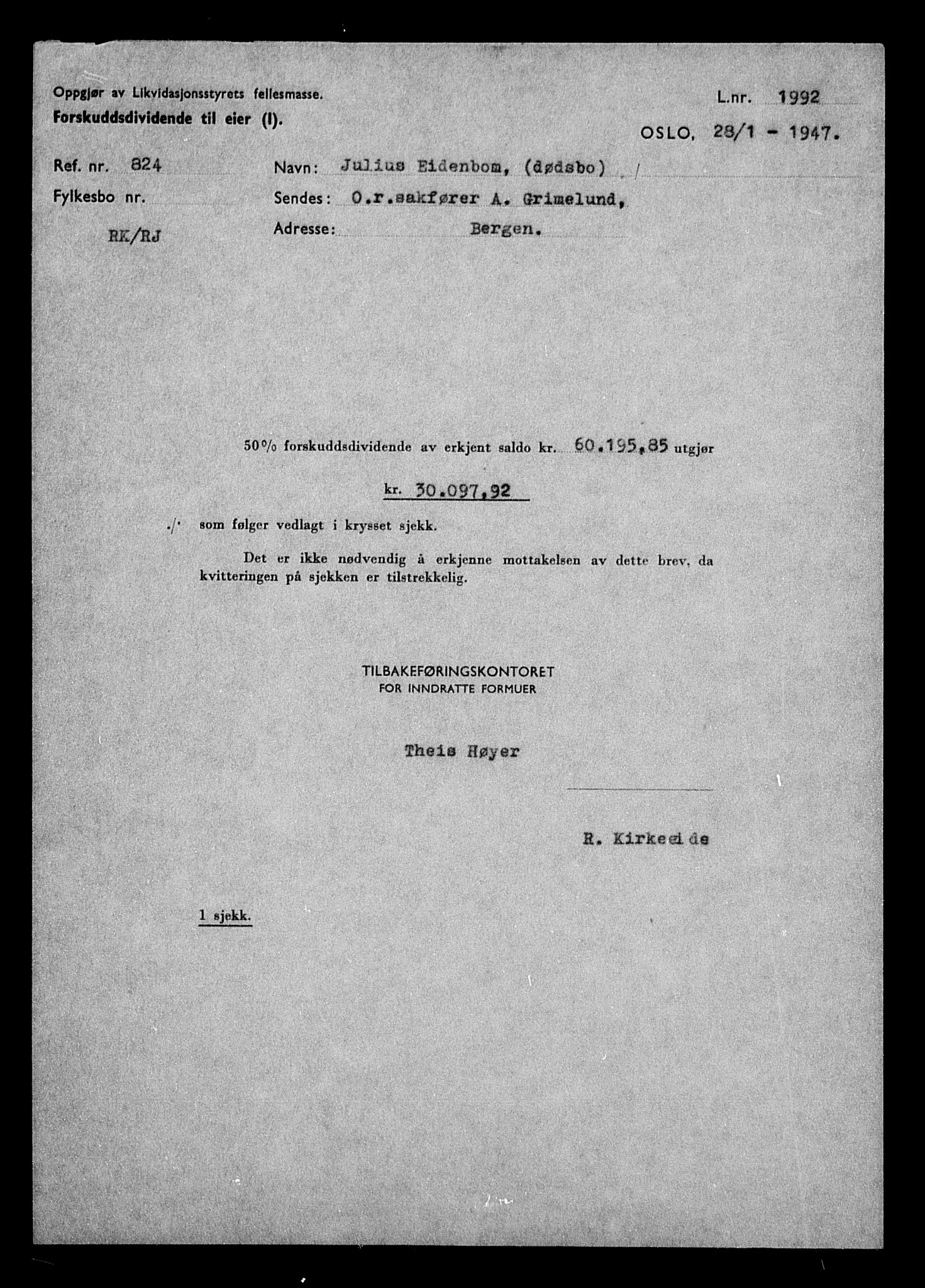 Justisdepartementet, Tilbakeføringskontoret for inndratte formuer, RA/S-1564/H/Hc/Hcd/L0995: --, 1945-1947, p. 8