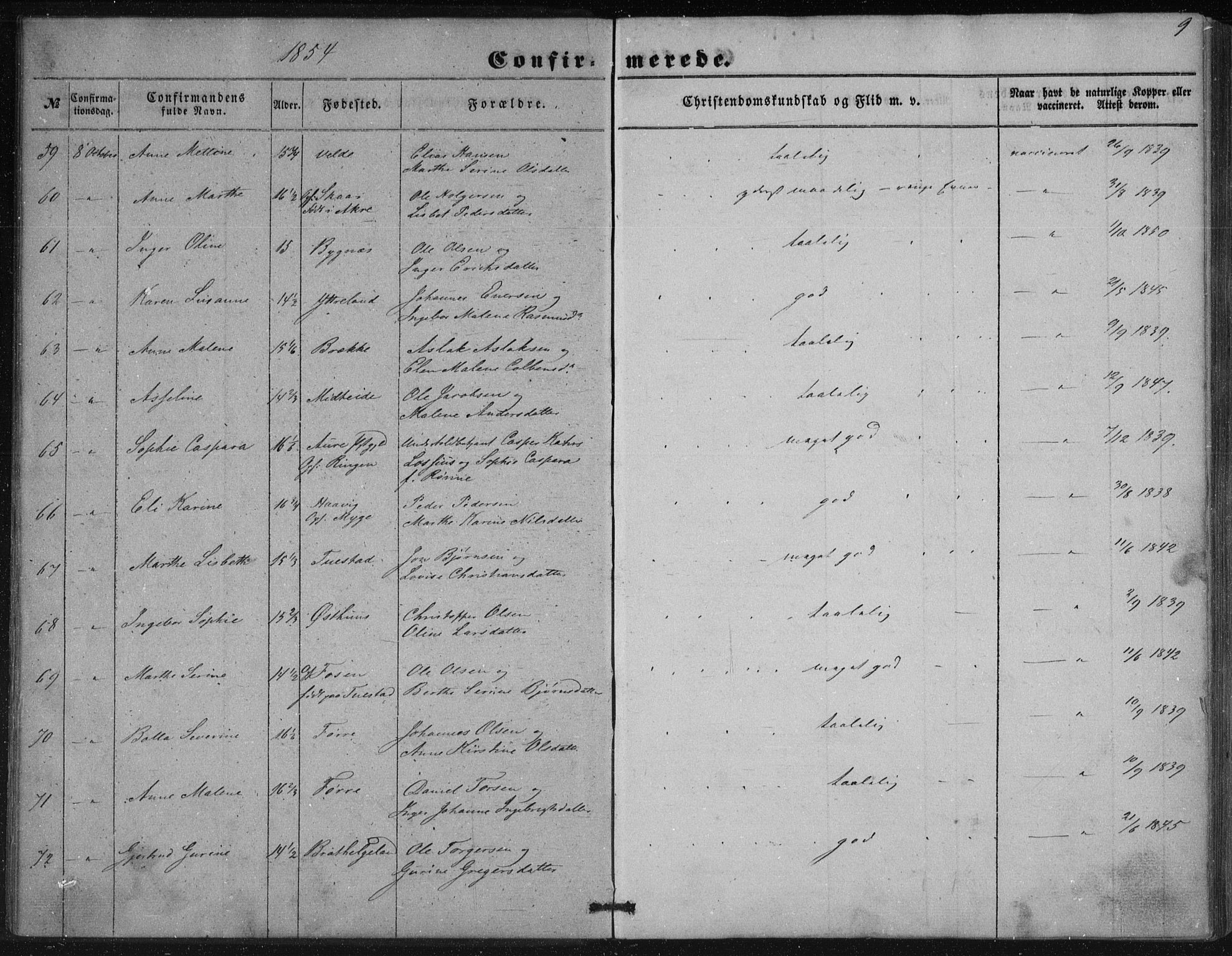 Avaldsnes sokneprestkontor, AV/SAST-A -101851/H/Ha/Haa/L0009: Parish register (official) no. A 9, 1853-1865, p. 9