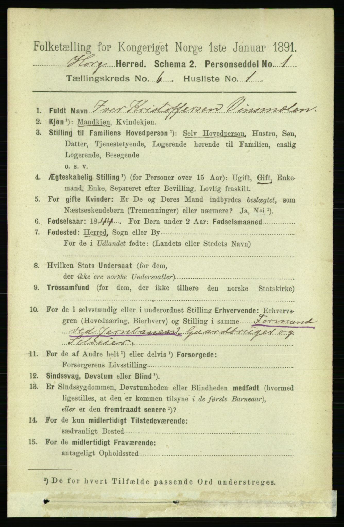 RA, 1891 census for 1650 Horg, 1891, p. 2406