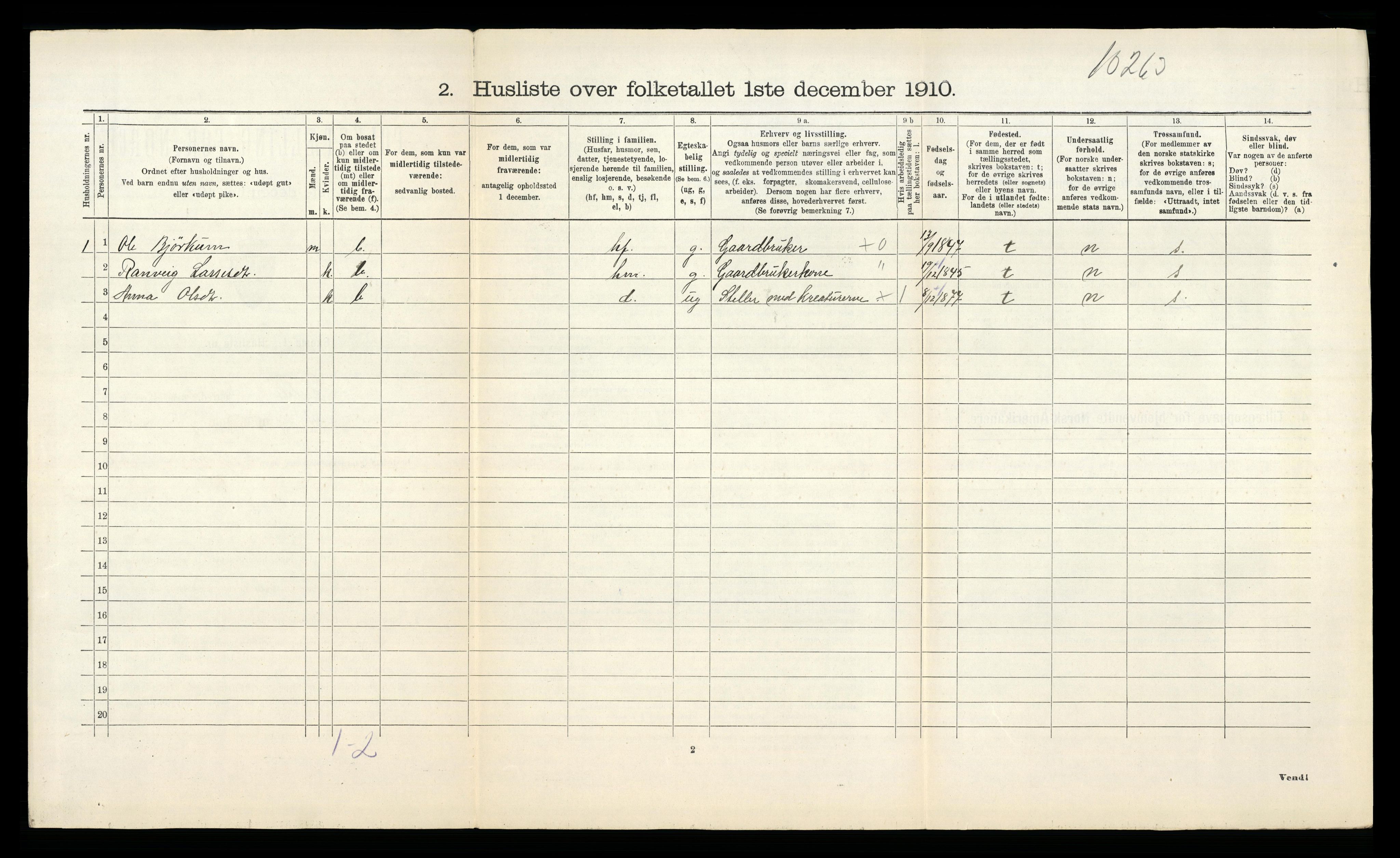 RA, 1910 census for Lærdal, 1910, p. 695