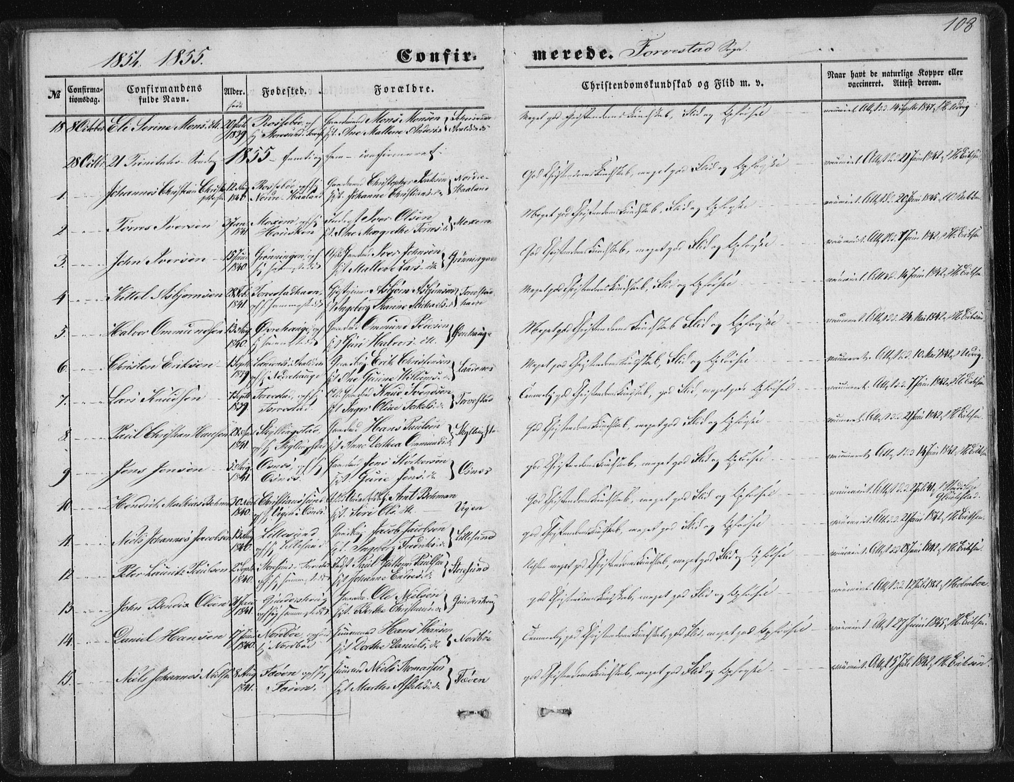 Torvastad sokneprestkontor, SAST/A -101857/H/Ha/Haa/L0008: Parish register (official) no. A 8, 1847-1856, p. 108