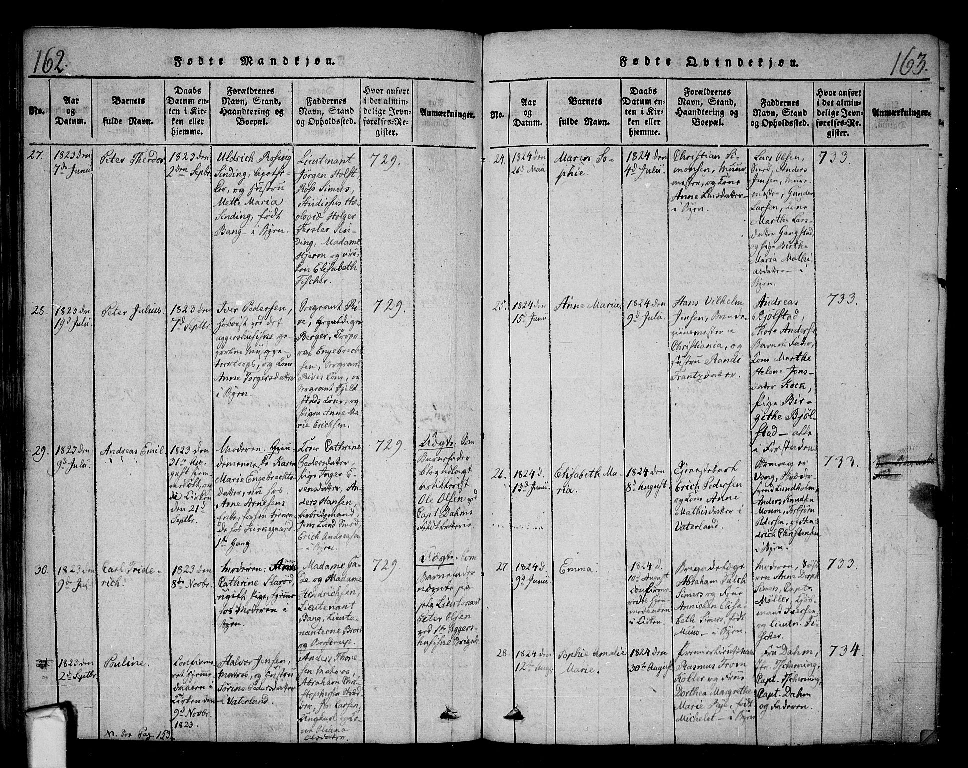 Fredrikstad prestekontor Kirkebøker, SAO/A-11082/F/Fa/L0004: Parish register (official) no. 4, 1816-1834, p. 162-163