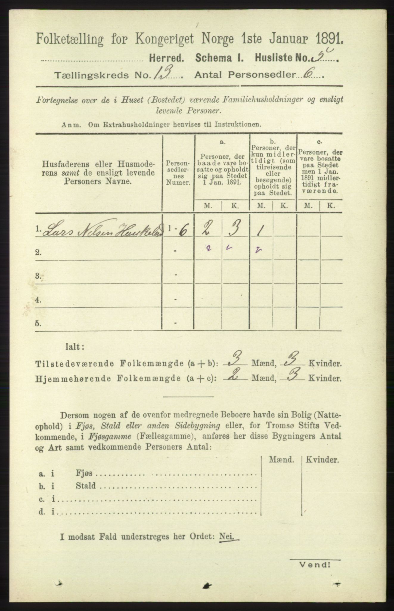 RA, 1891 census for 1250 Haus, 1891, p. 5525