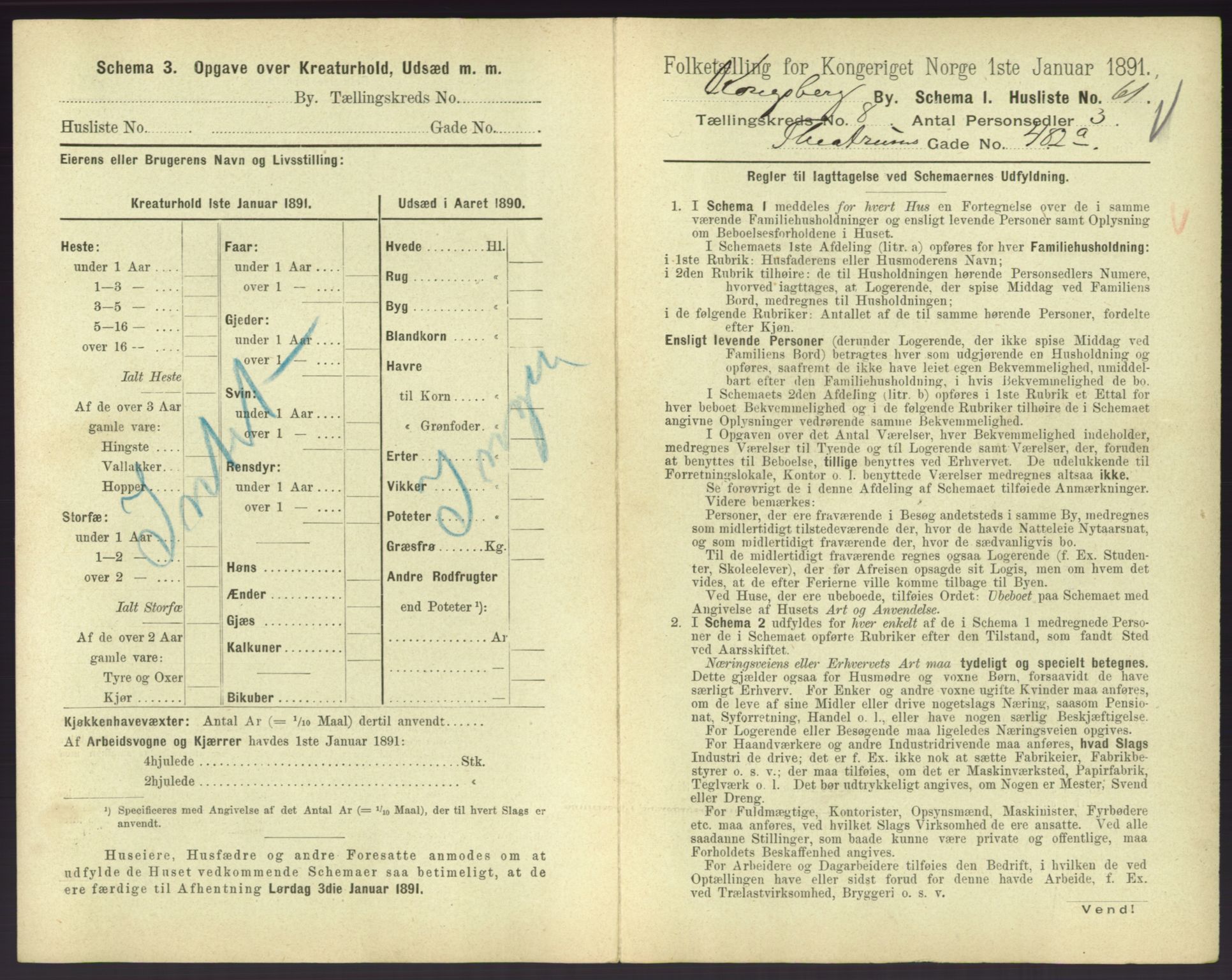 RA, 1891 census for 0604 Kongsberg, 1891, p. 1213