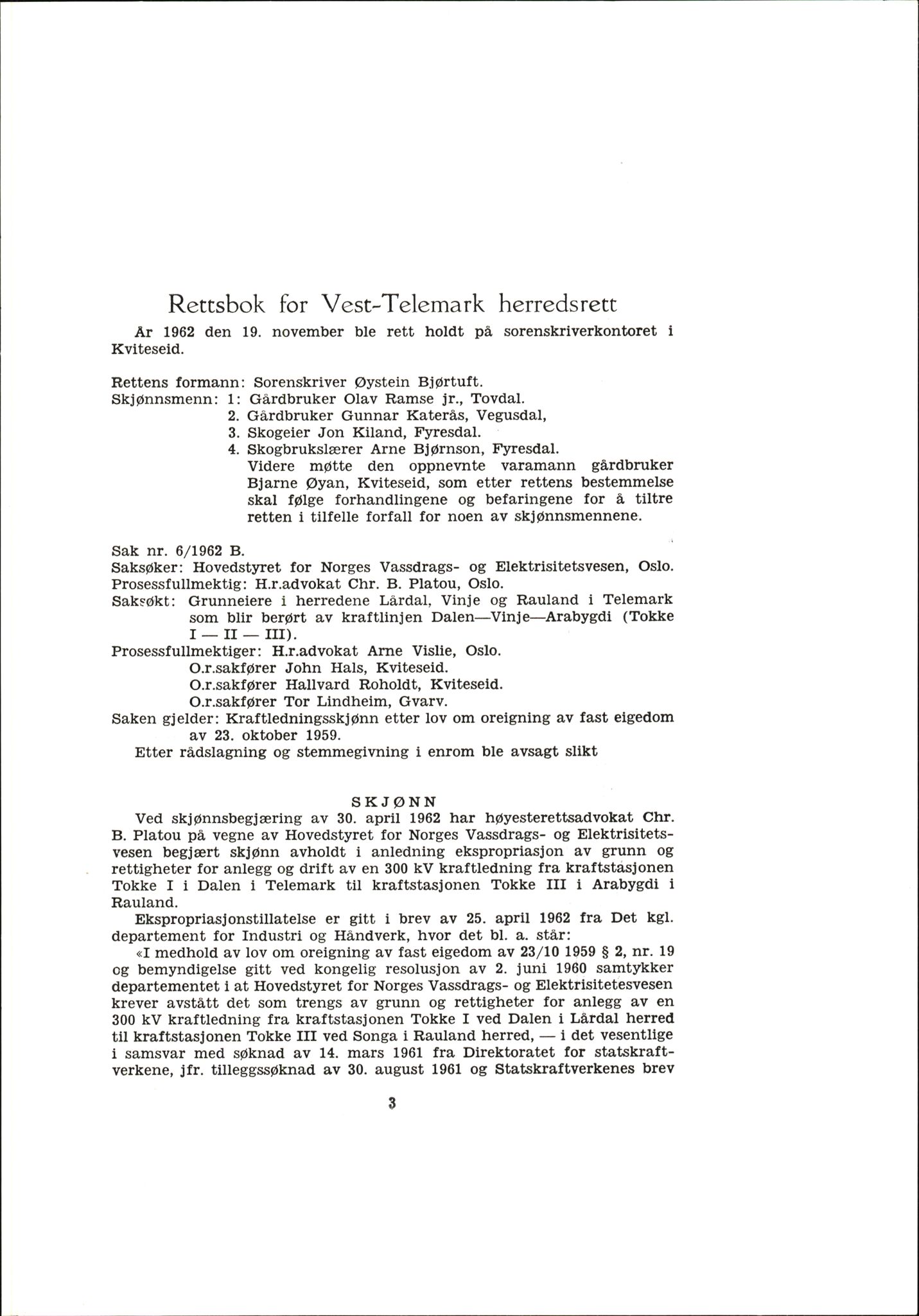 Vest-Telemark sorenskriveri, AV/SAKO-A-134/F/Fo/Fob/L0001: Skjønn/rettsbøker for kraftutbygging/veg, 1948-1963, p. 1493