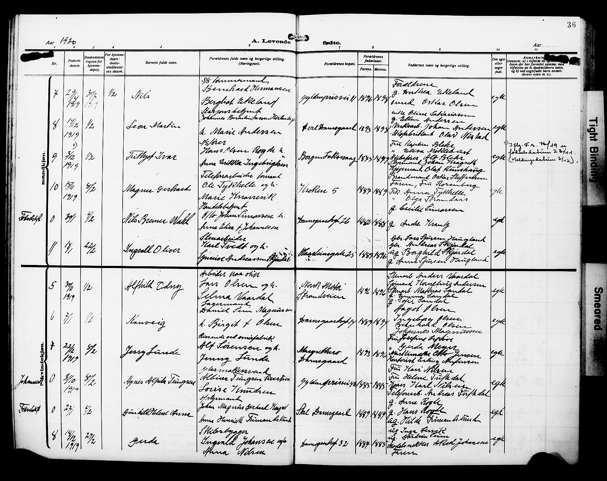 Laksevåg Sokneprestembete, AV/SAB-A-76501/H/Ha/Hab/Haba/L0006: Parish register (copy) no. A 6, 1917-1925, p. 36