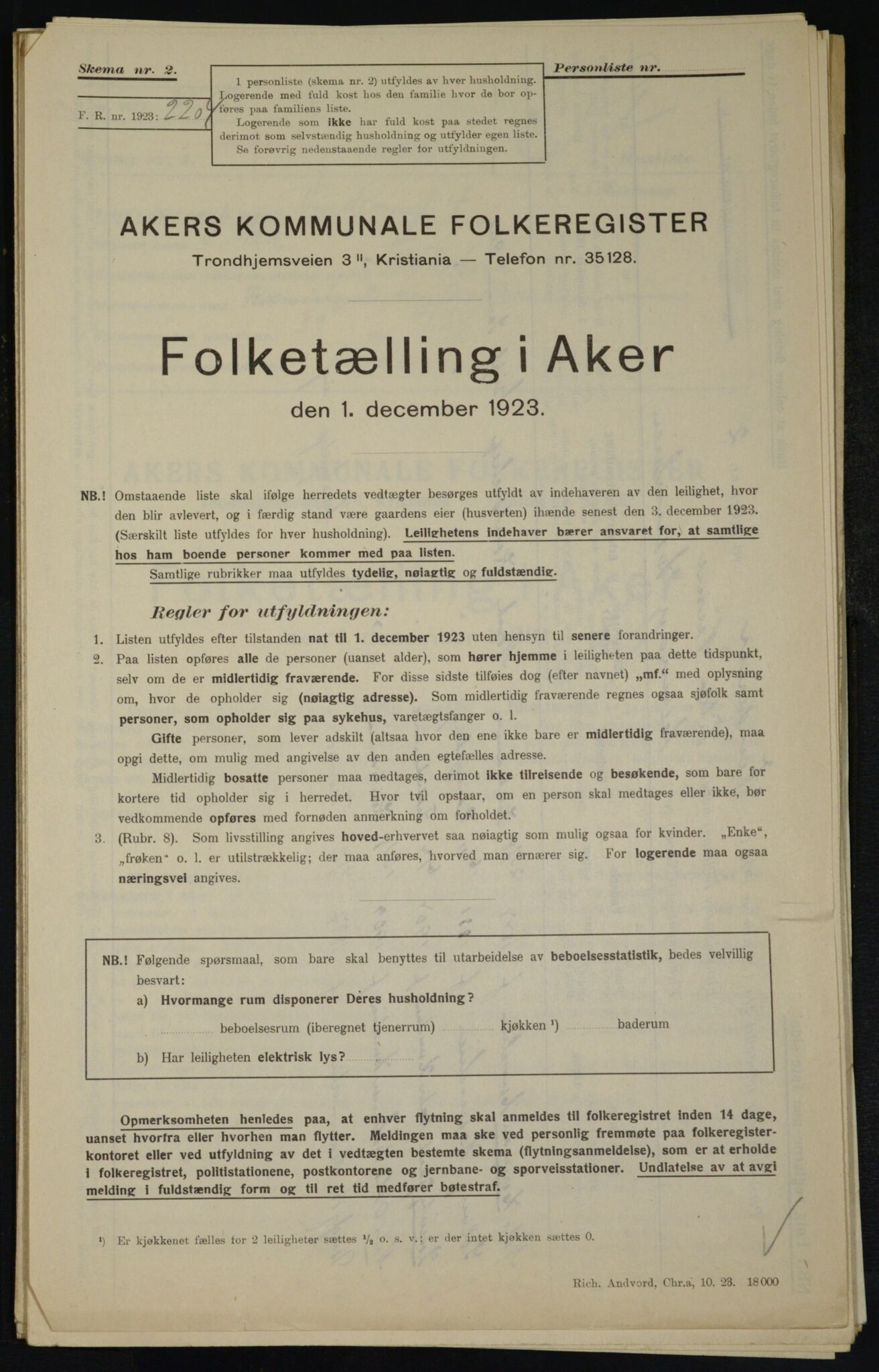 , Municipal Census 1923 for Aker, 1923, p. 22173