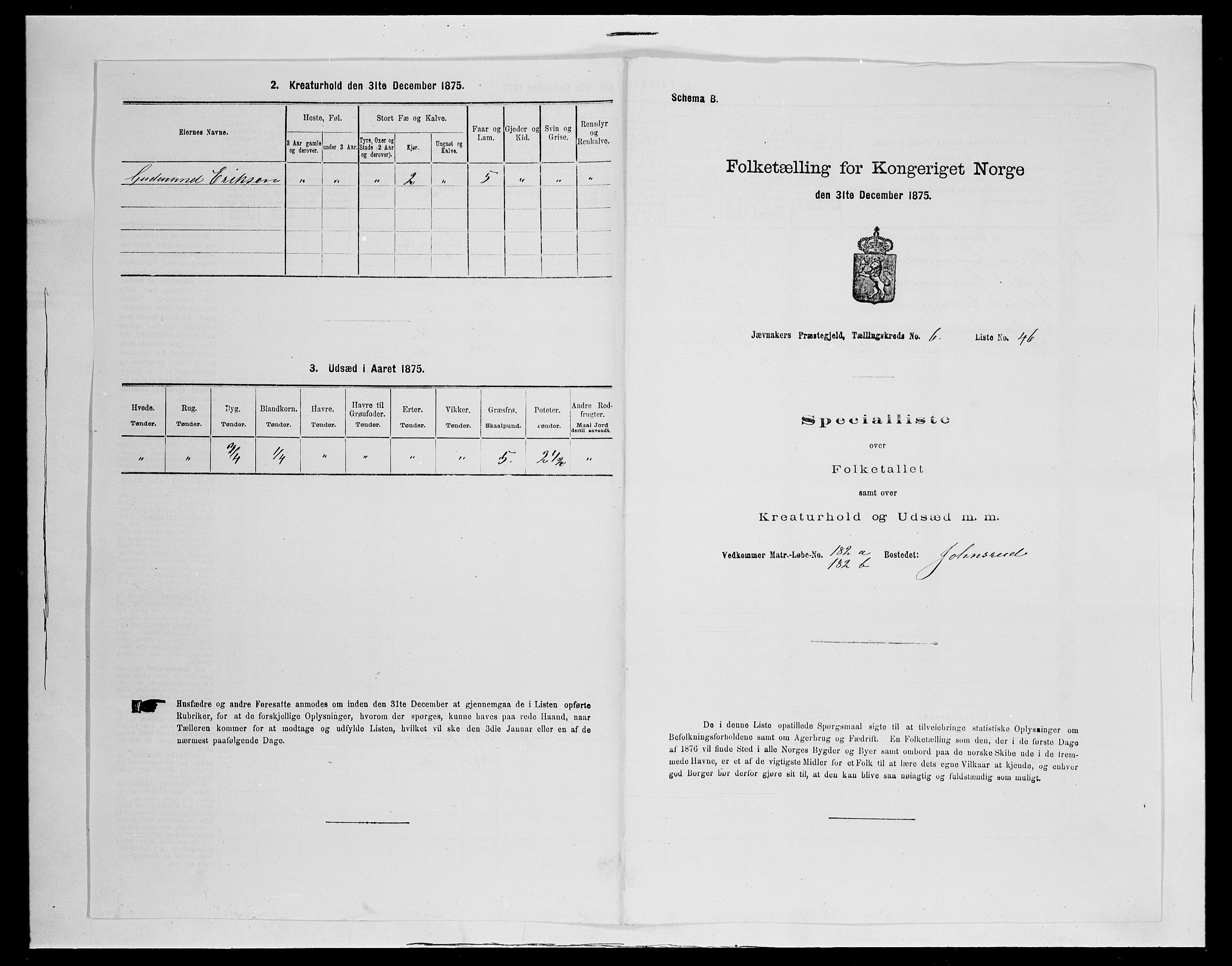 SAH, 1875 census for 0532P Jevnaker, 1875, p. 1113
