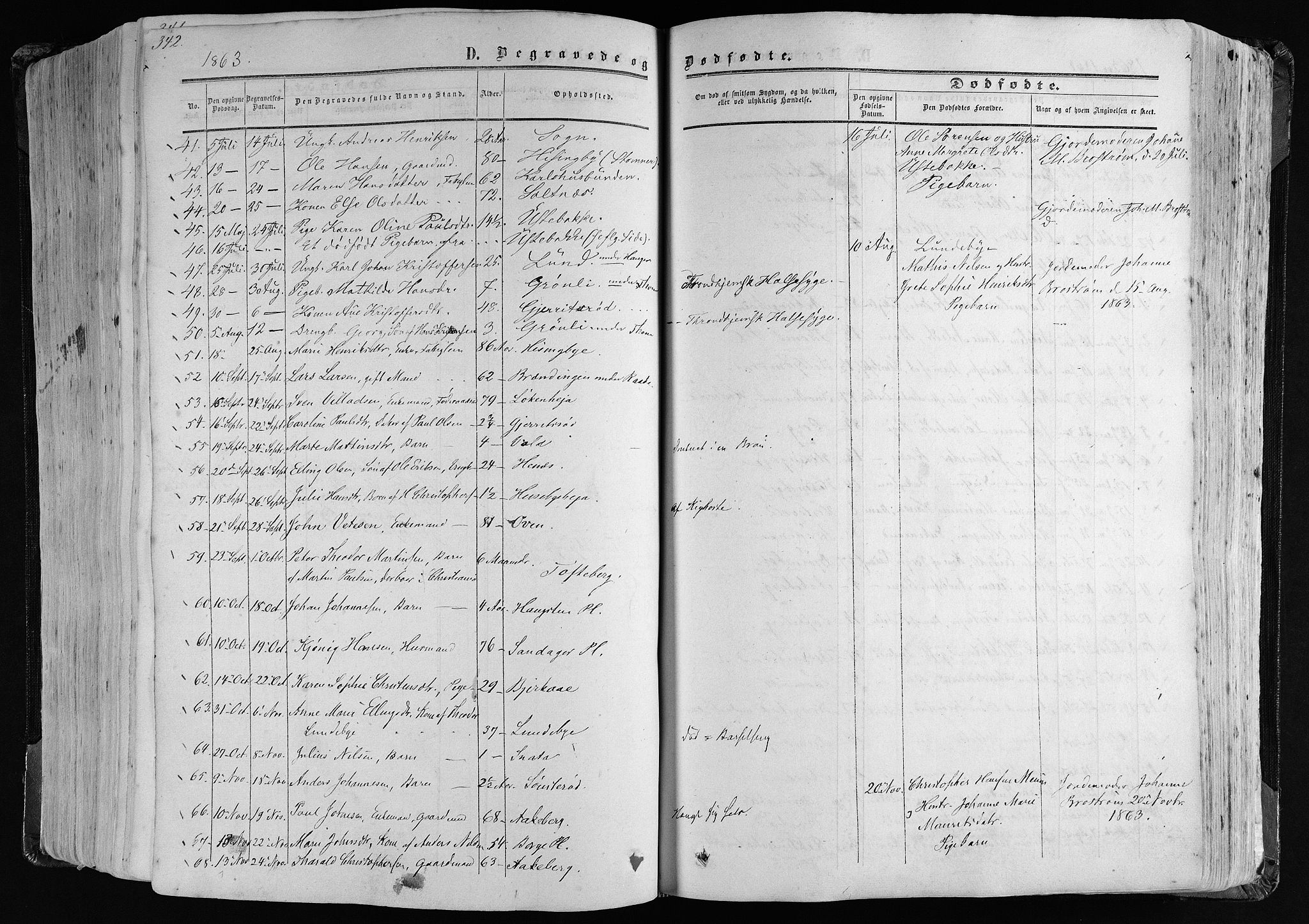 Råde prestekontor kirkebøker, SAO/A-2009/F/Fa/L0006: Parish register (official) no. 6, 1854-1877, p. 342