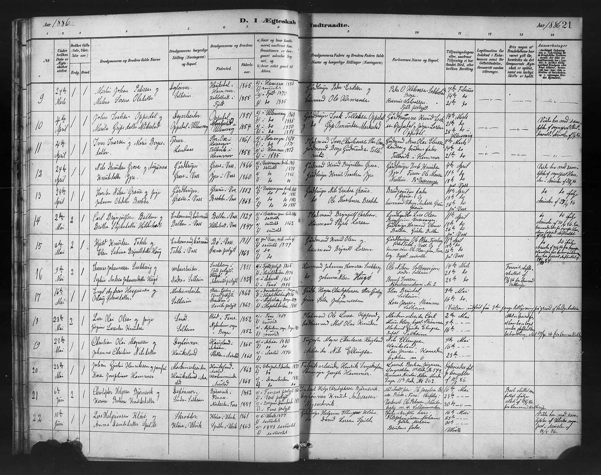 St. Jørgens hospital og Årstad sokneprestembete, AV/SAB-A-99934: Parish register (official) no. A 10, 1879-1886, p. 21