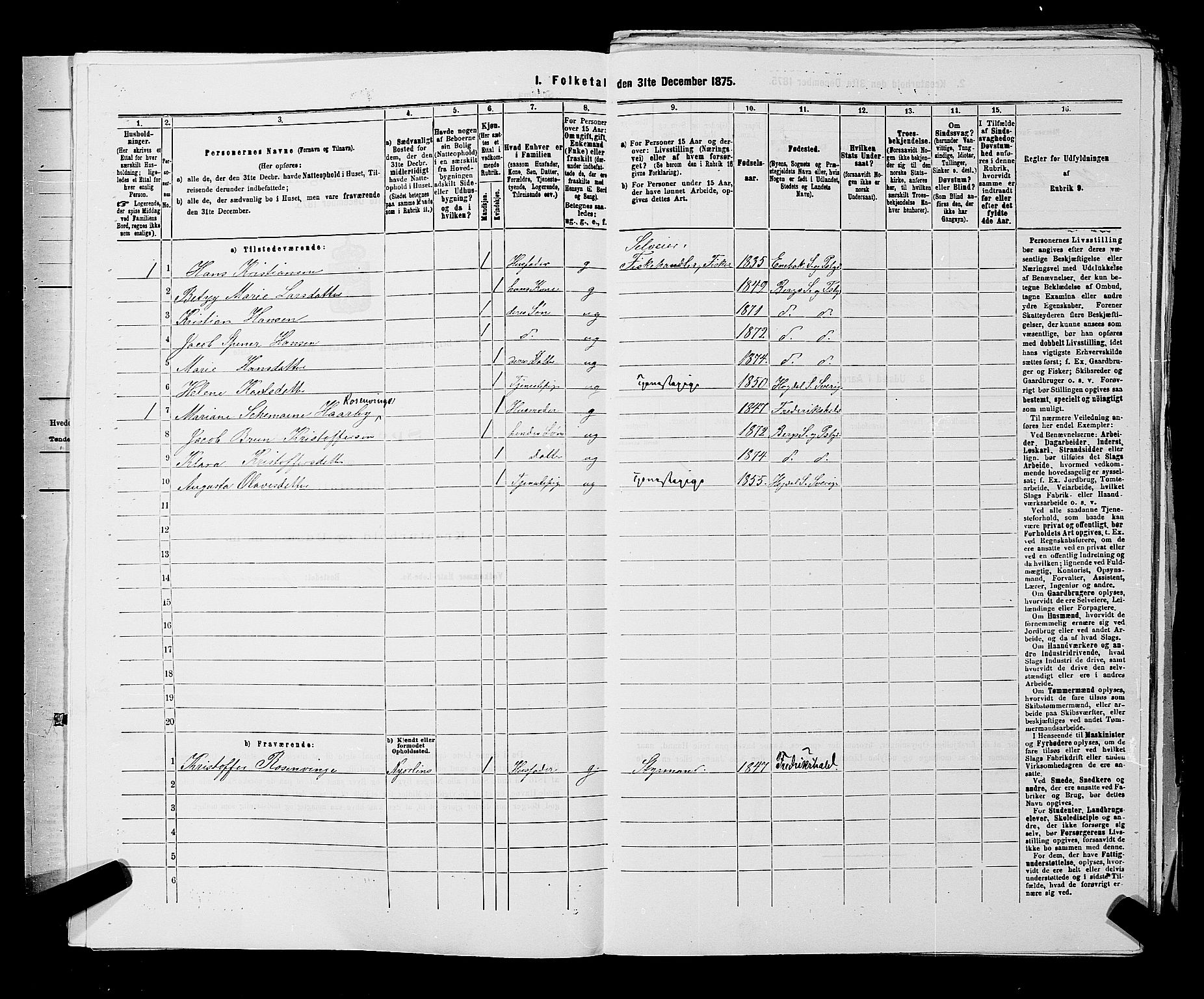 RA, 1875 census for 0116P Berg, 1875, p. 293