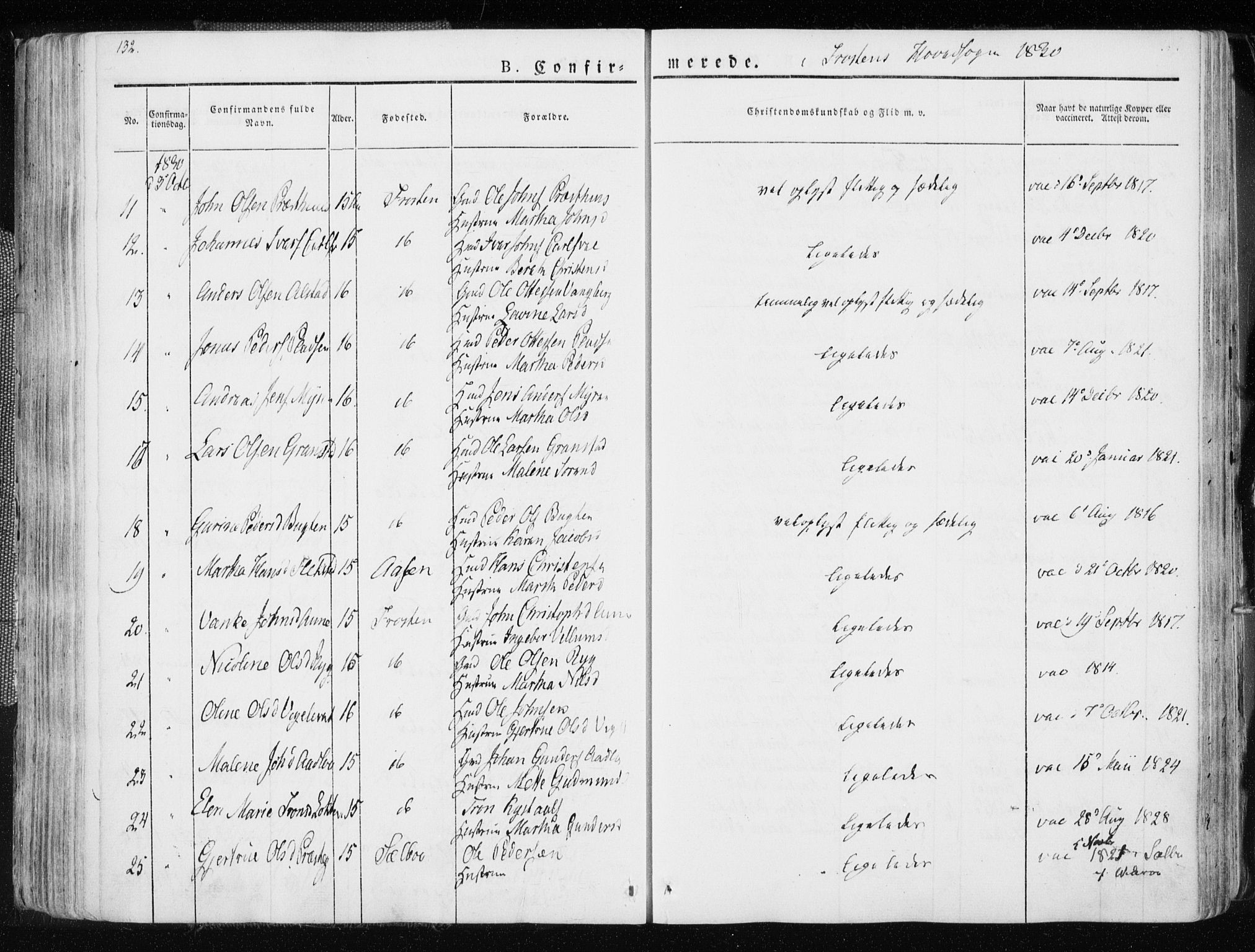 Ministerialprotokoller, klokkerbøker og fødselsregistre - Nord-Trøndelag, SAT/A-1458/713/L0114: Parish register (official) no. 713A05, 1827-1839, p. 132