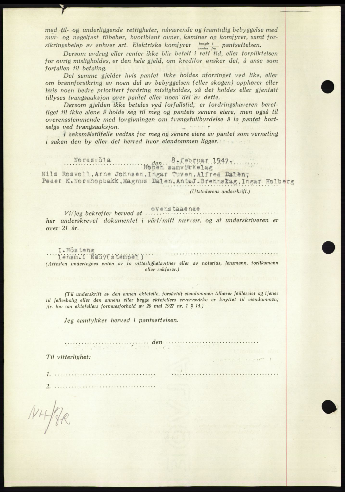 Nordmøre sorenskriveri, AV/SAT-A-4132/1/2/2Ca: Mortgage book no. B95, 1946-1947, Diary no: : 676/1947