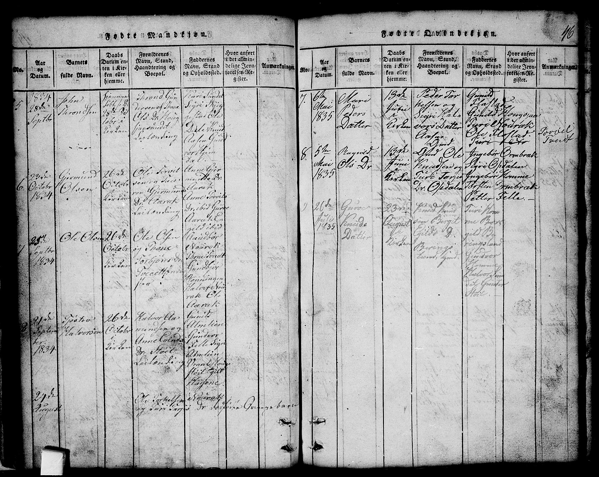Nissedal kirkebøker, SAKO/A-288/G/Gb/L0001: Parish register (copy) no. II 1, 1814-1862, p. 46