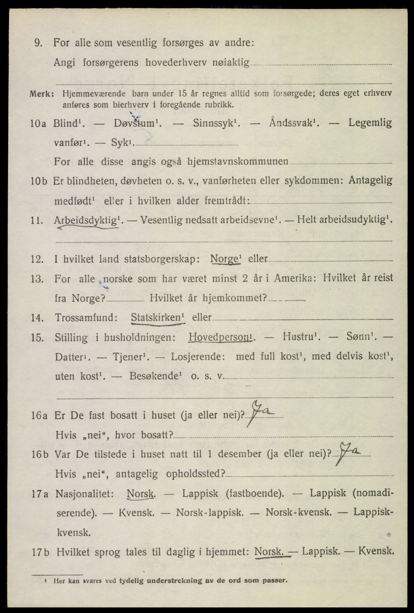 SAT, 1920 census for Langenes, 1920, p. 1525