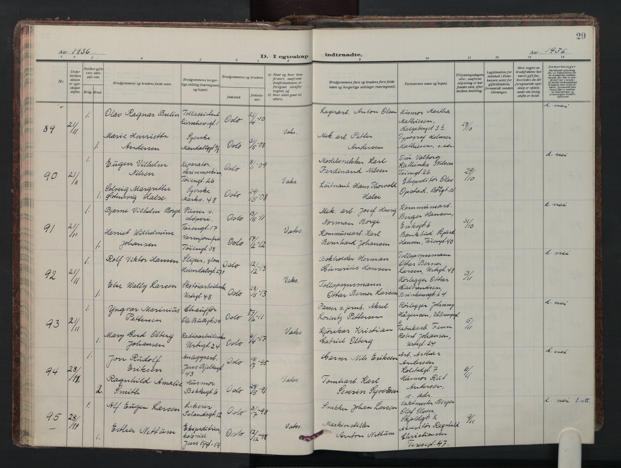 Grønland prestekontor Kirkebøker, SAO/A-10848/F/Fa/L0020: Parish register (official) no. 20, 1935-1946, p. 29