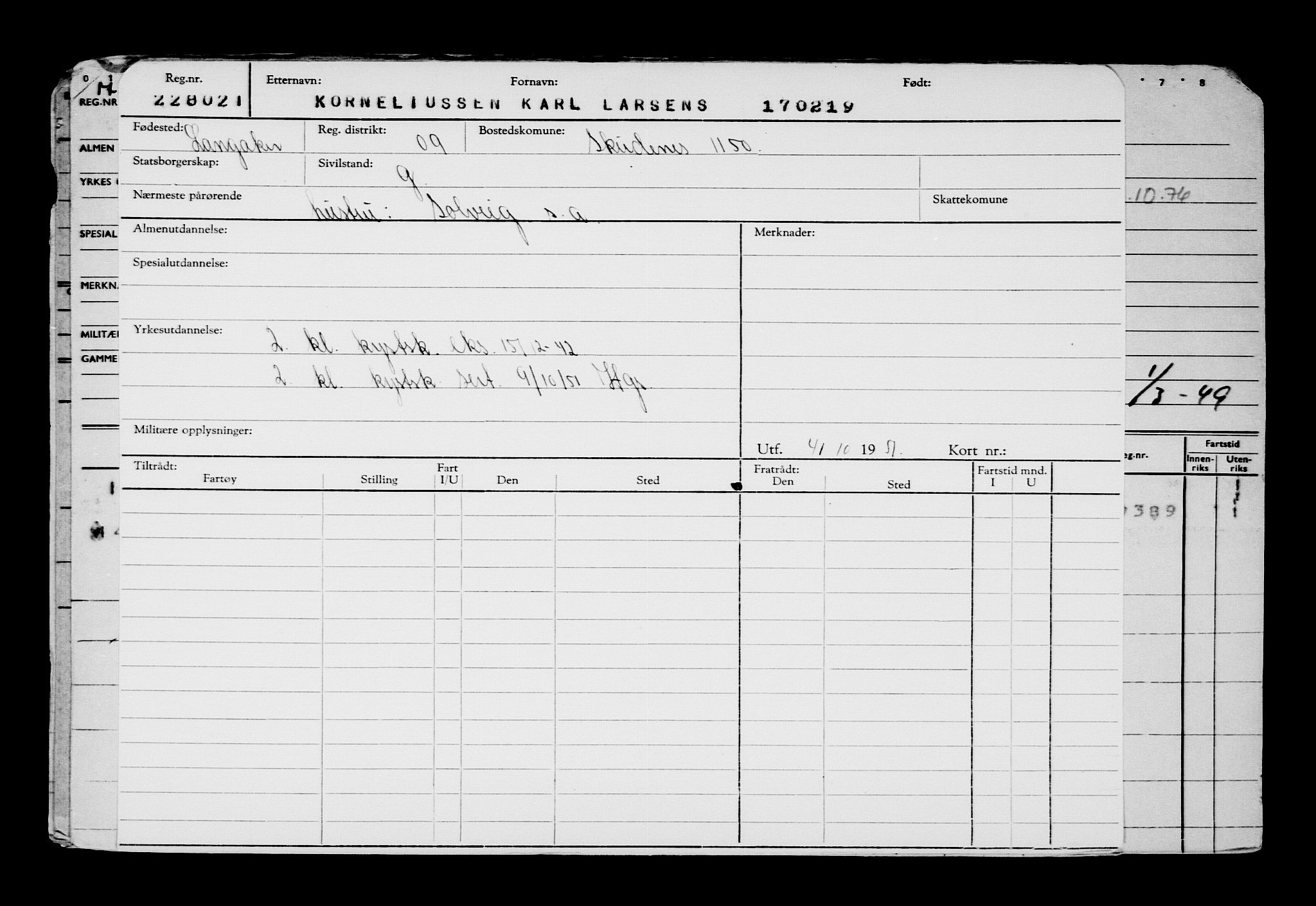 Direktoratet for sjømenn, RA/S-3545/G/Gb/L0166: Hovedkort, 1919, p. 350