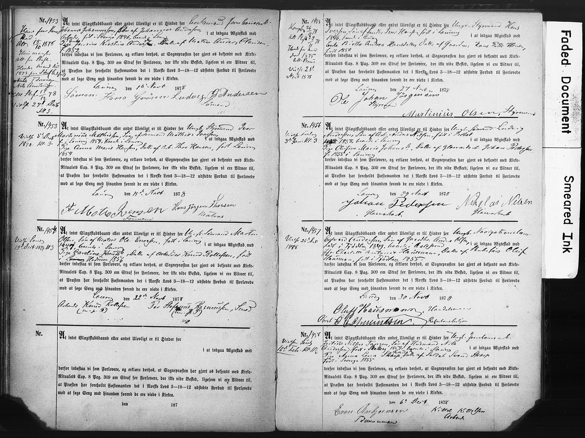 Larvik kirkebøker, AV/SAKO-A-352/H/Ha/L0001: Banns register no. 1, 1870-1892