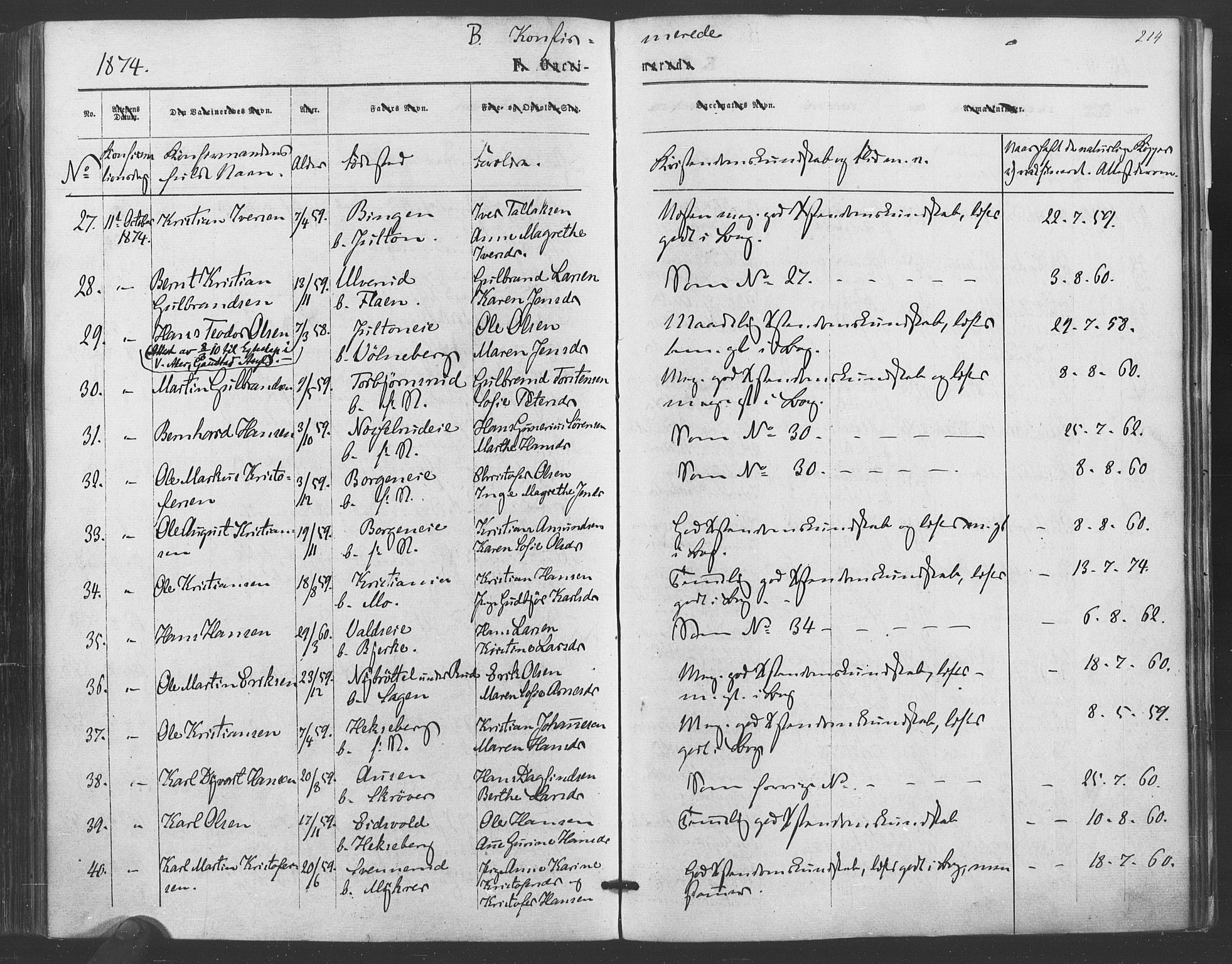 Sørum prestekontor Kirkebøker, AV/SAO-A-10303/F/Fa/L0006: Parish register (official) no. I 6, 1864-1877, p. 214