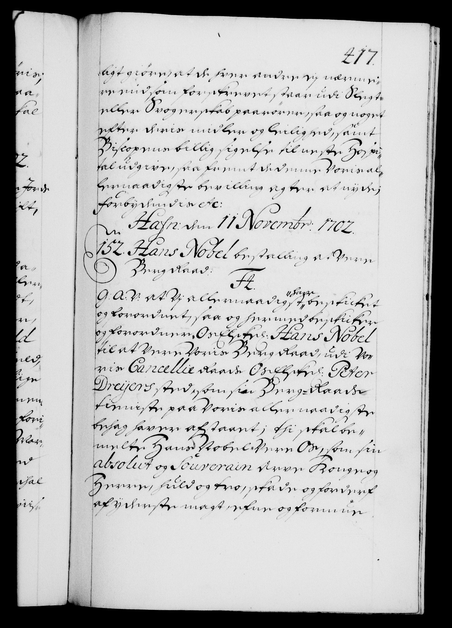 Danske Kanselli 1572-1799, AV/RA-EA-3023/F/Fc/Fca/Fcaa/L0018: Norske registre, 1699-1703, p. 417a