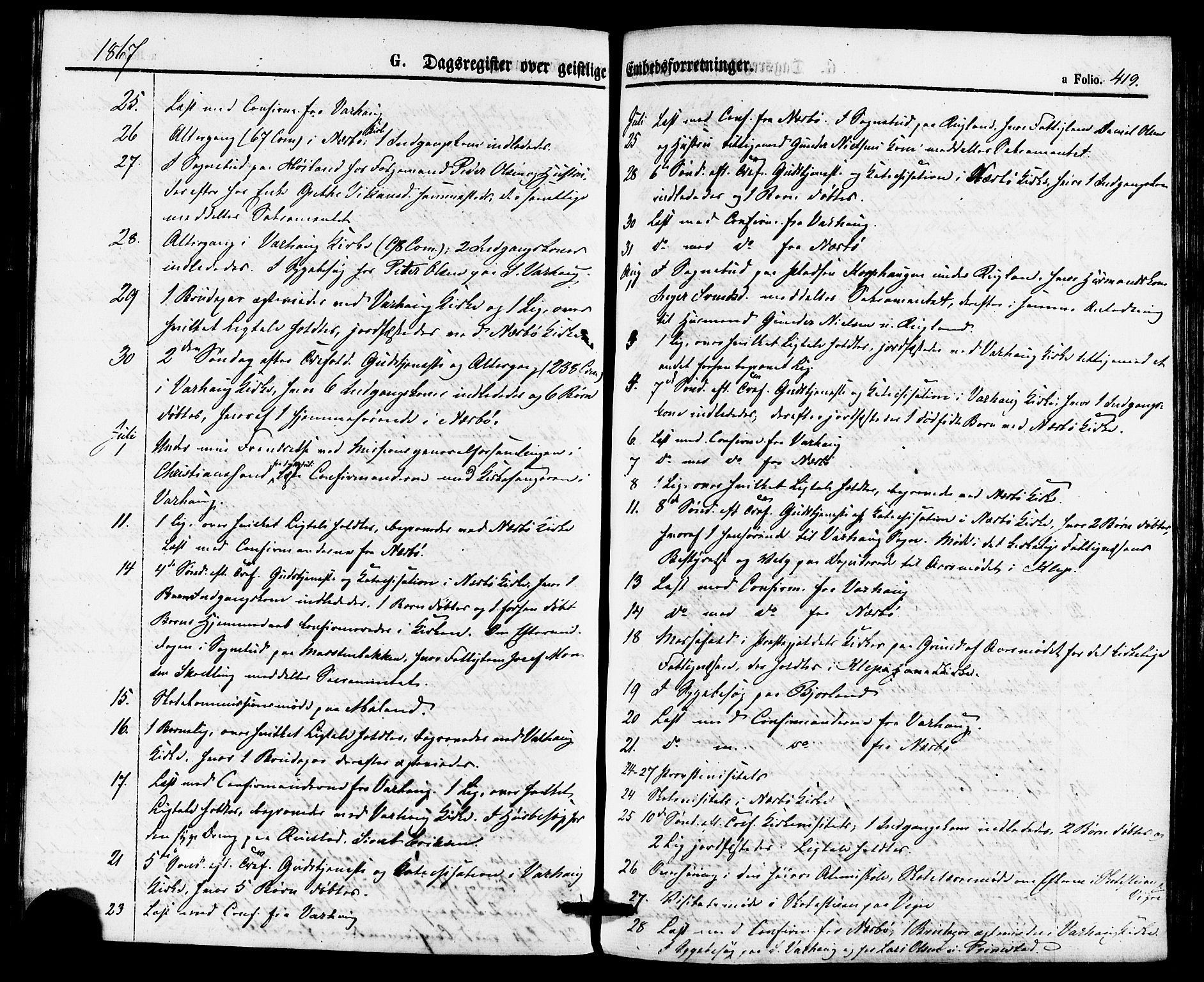 Hå sokneprestkontor, AV/SAST-A-101801/001/30BA/L0009: Parish register (official) no. A 8, 1855-1878, p. 419