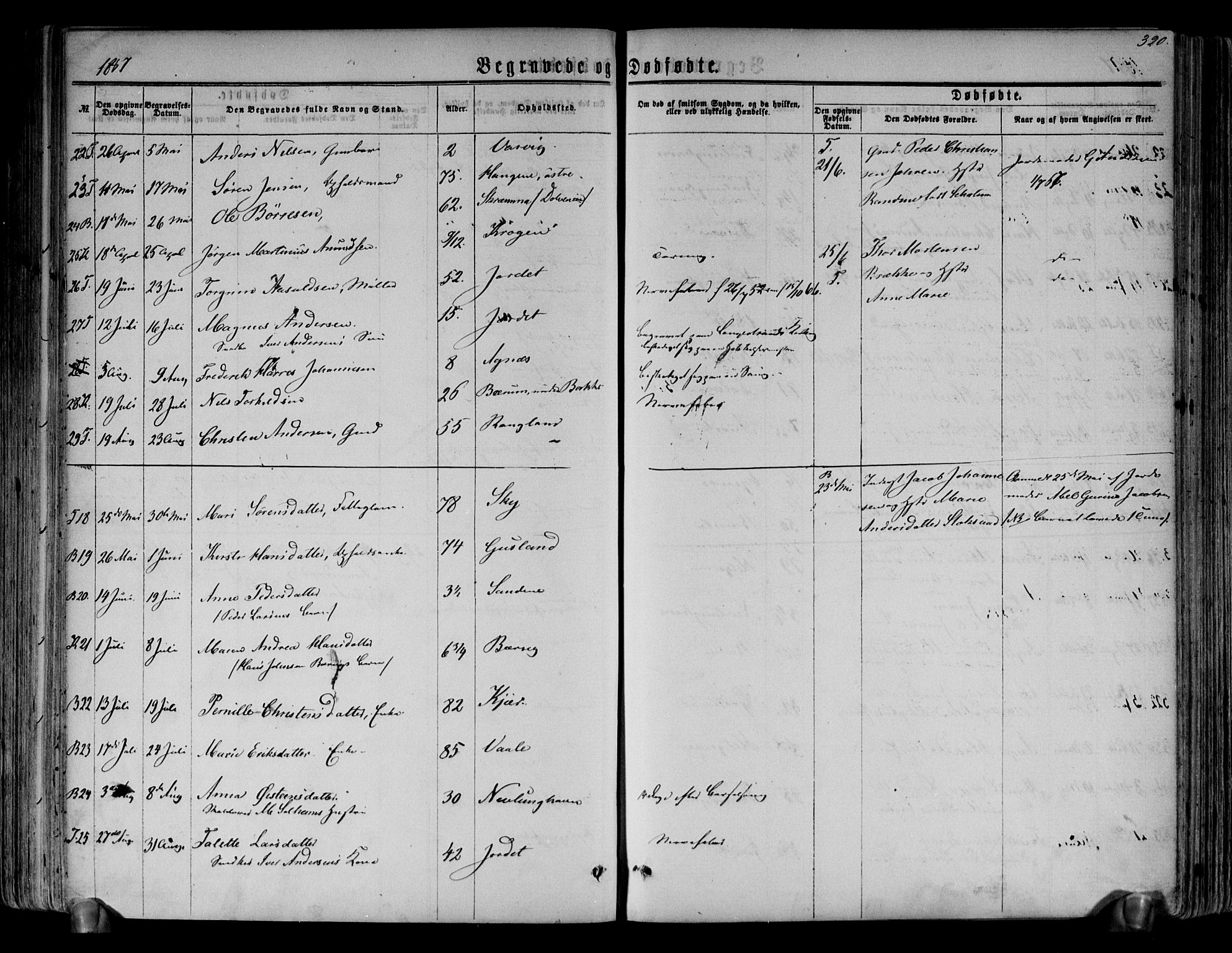 Brunlanes kirkebøker, AV/SAKO-A-342/F/Fa/L0005: Parish register (official) no. I 5, 1862-1877, p. 320