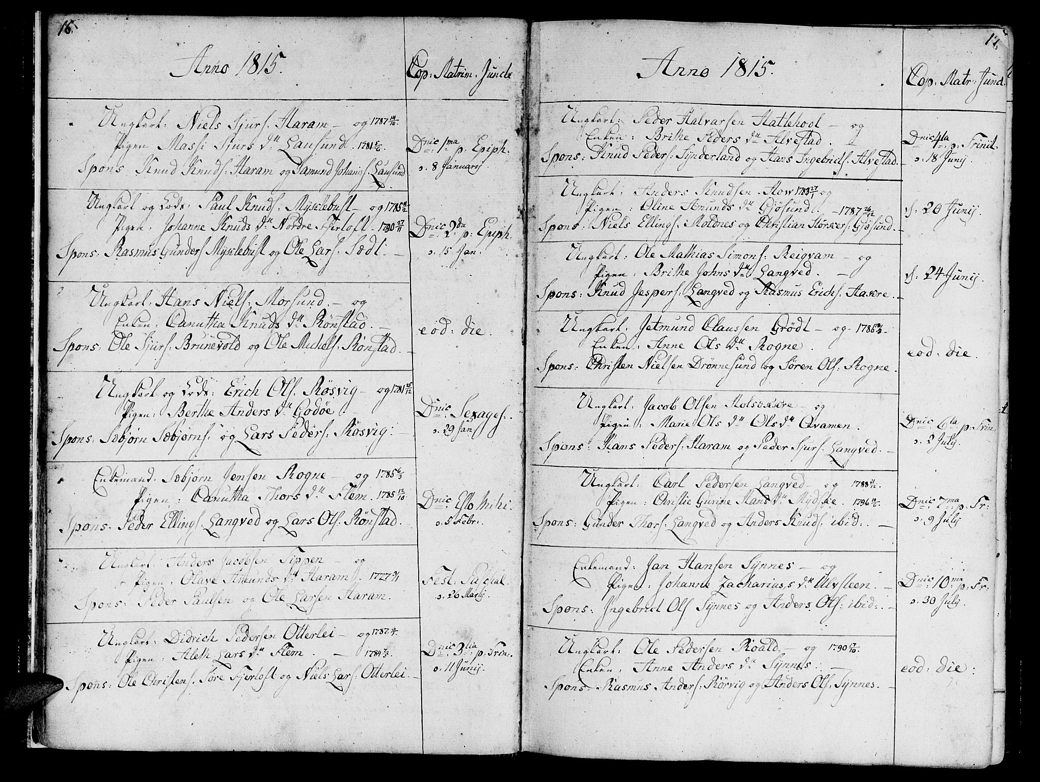 Ministerialprotokoller, klokkerbøker og fødselsregistre - Møre og Romsdal, SAT/A-1454/536/L0494: Parish register (official) no. 536A03, 1803-1836, p. 16-17