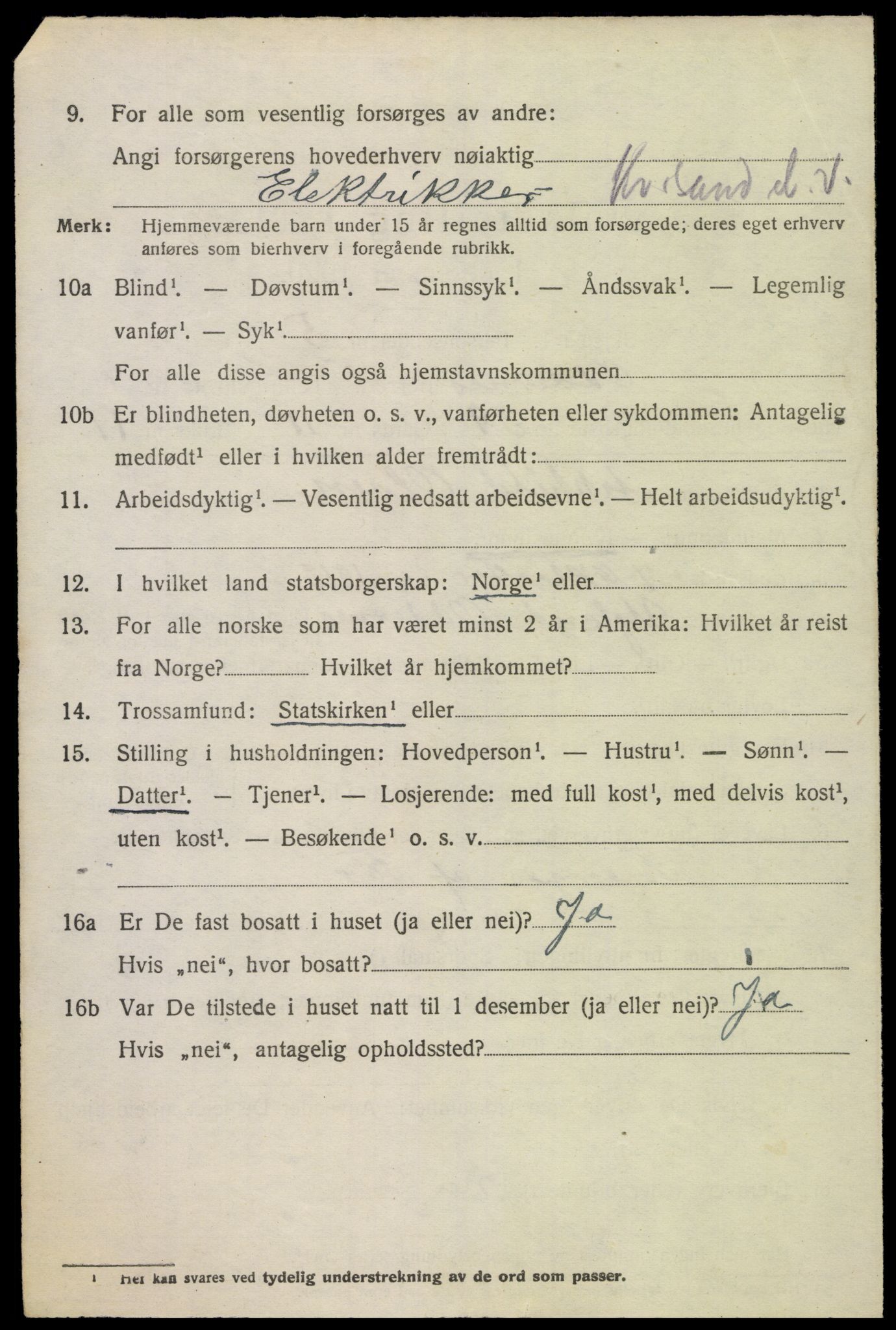 SAK, 1920 census for Oddernes, 1920, p. 4426