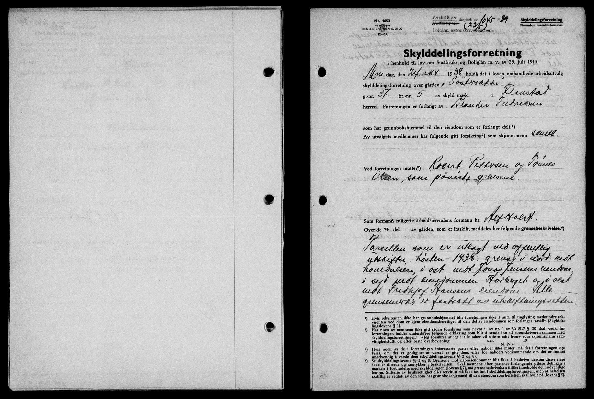 Lofoten sorenskriveri, SAT/A-0017/1/2/2C/L0005a: Mortgage book no. 5a, 1939-1939, Diary no: : 1045/1939