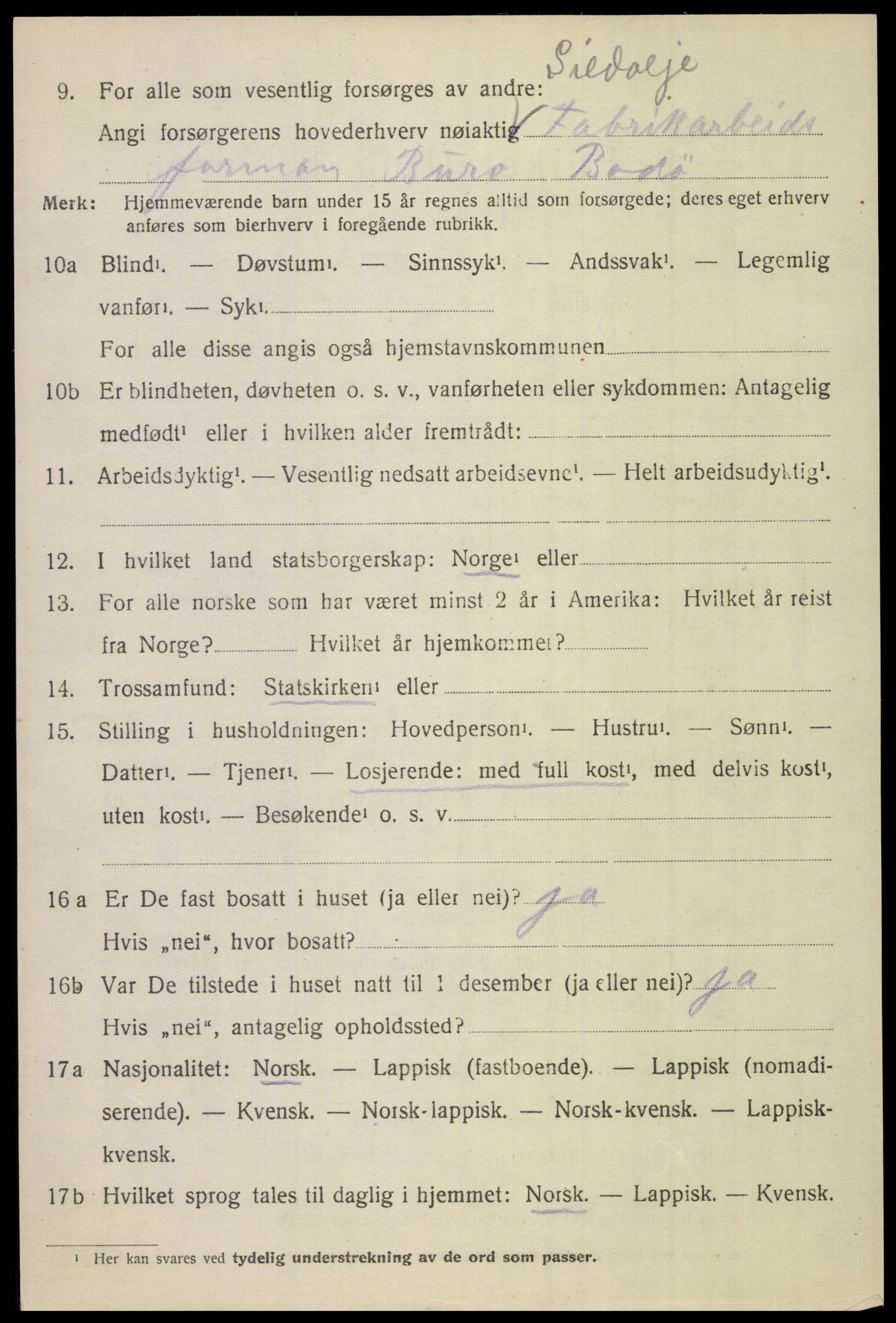 SAT, 1920 census for Bodin, 1920, p. 3449