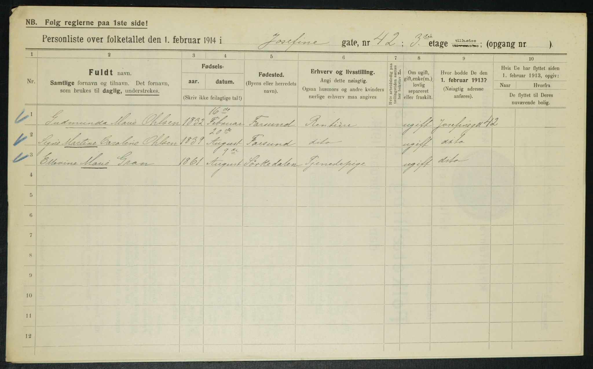 OBA, Municipal Census 1914 for Kristiania, 1914, p. 47590