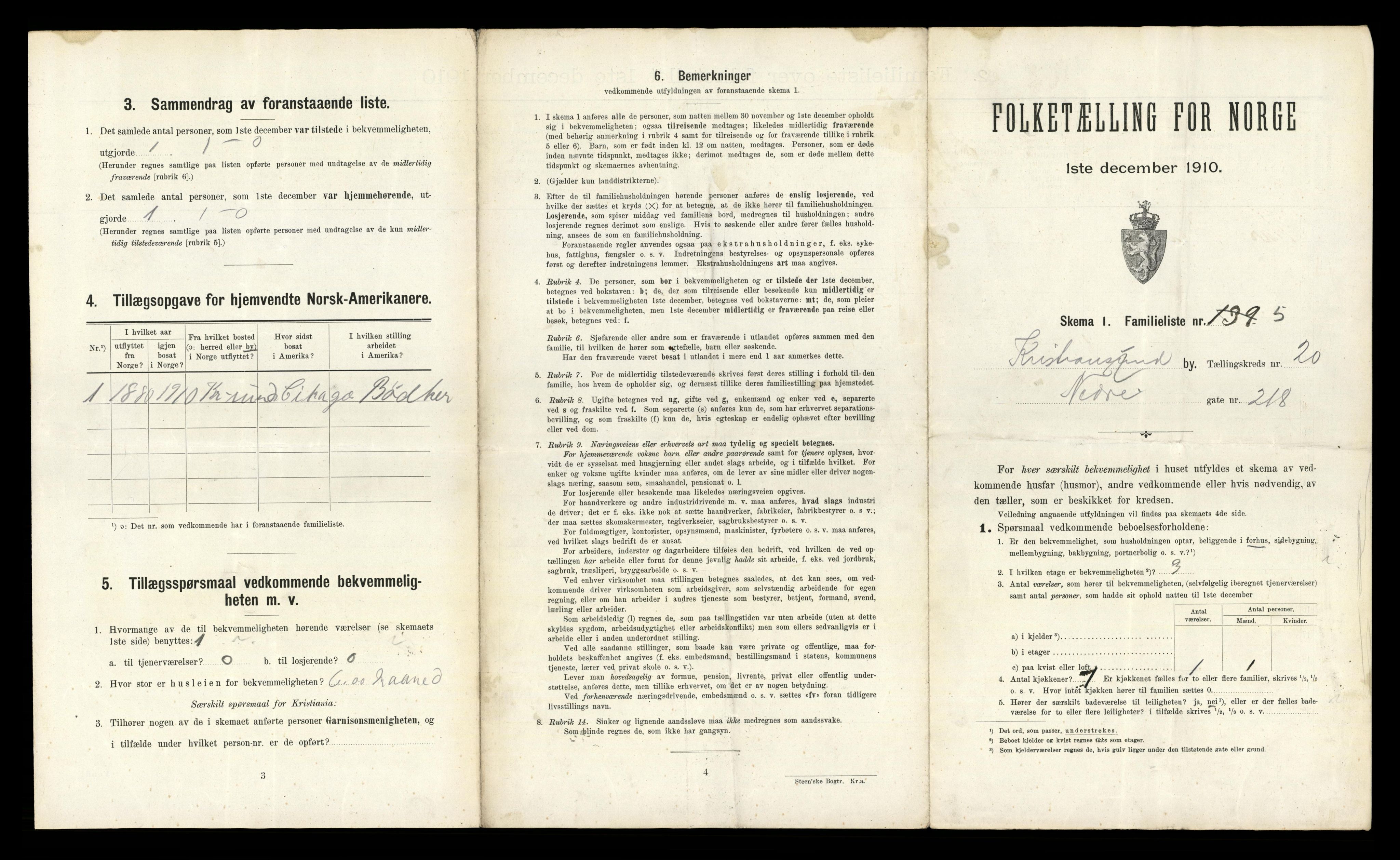 RA, 1910 census for Kristiansund, 1910, p. 7605