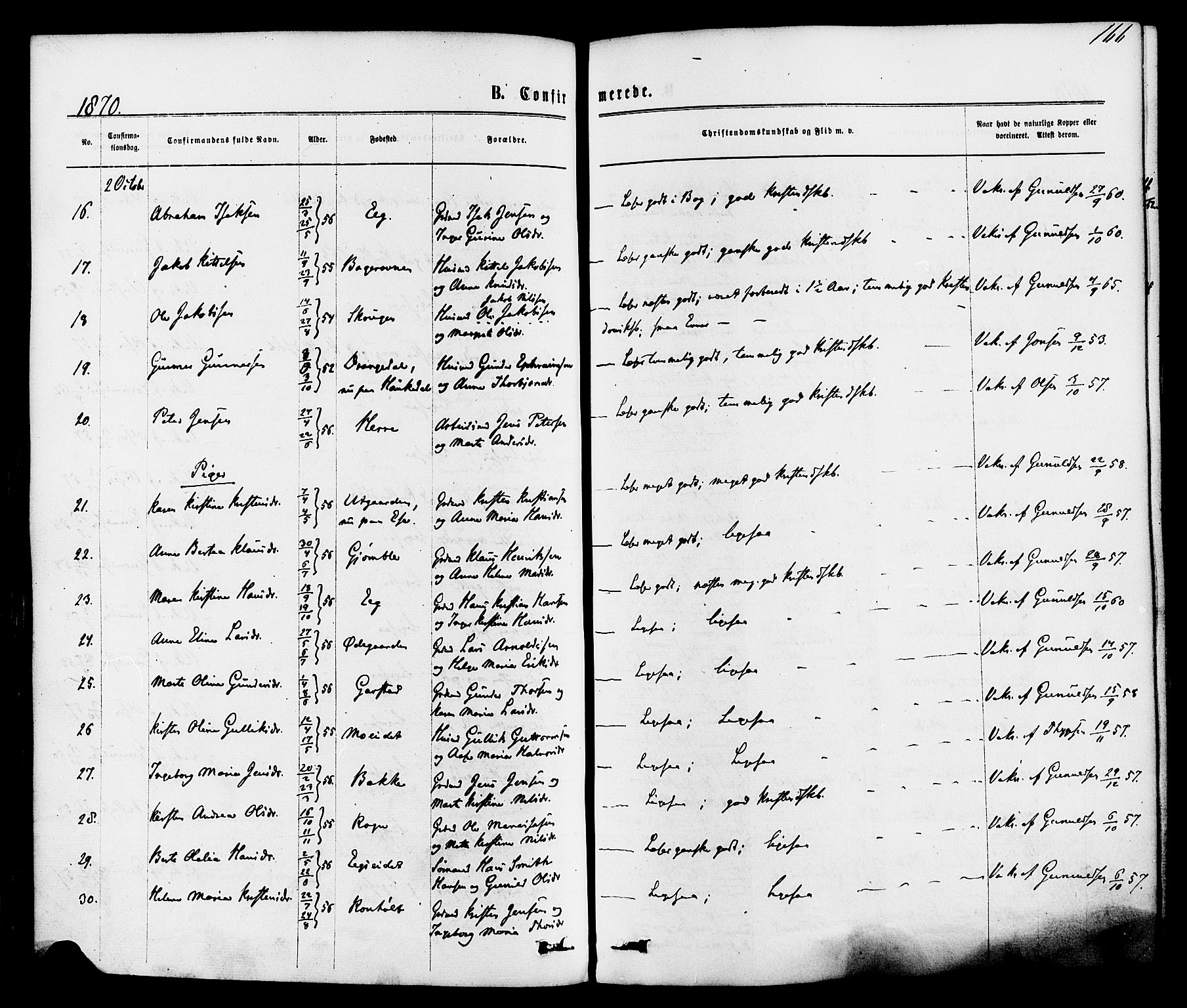 Bamble kirkebøker, AV/SAKO-A-253/F/Fa/L0006: Parish register (official) no. I 6, 1869-1877, p. 166