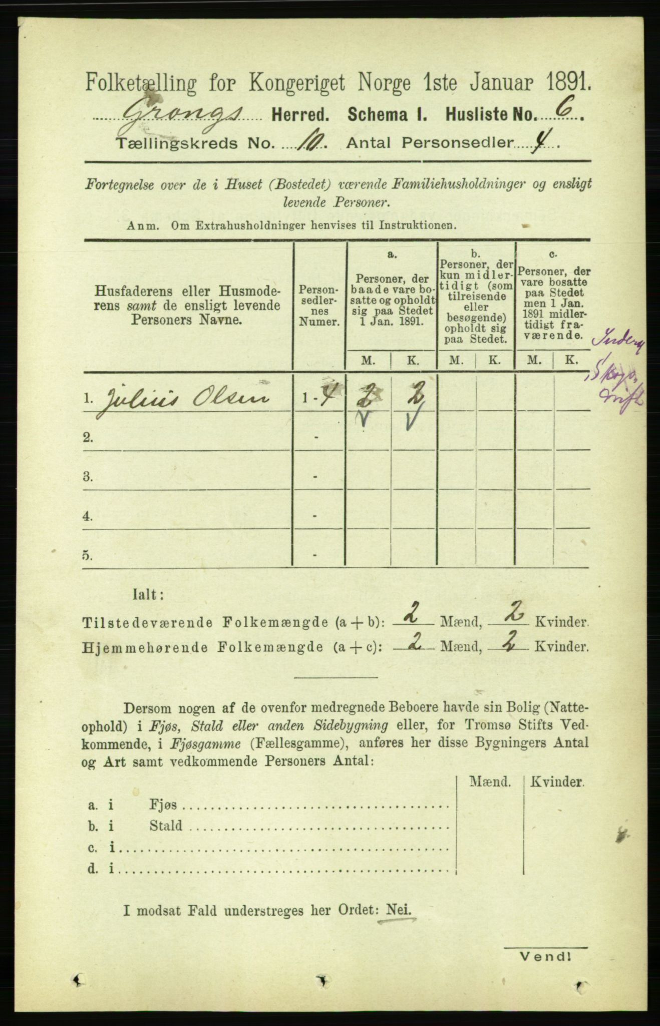 RA, 1891 census for 1742 Grong, 1891, p. 3577