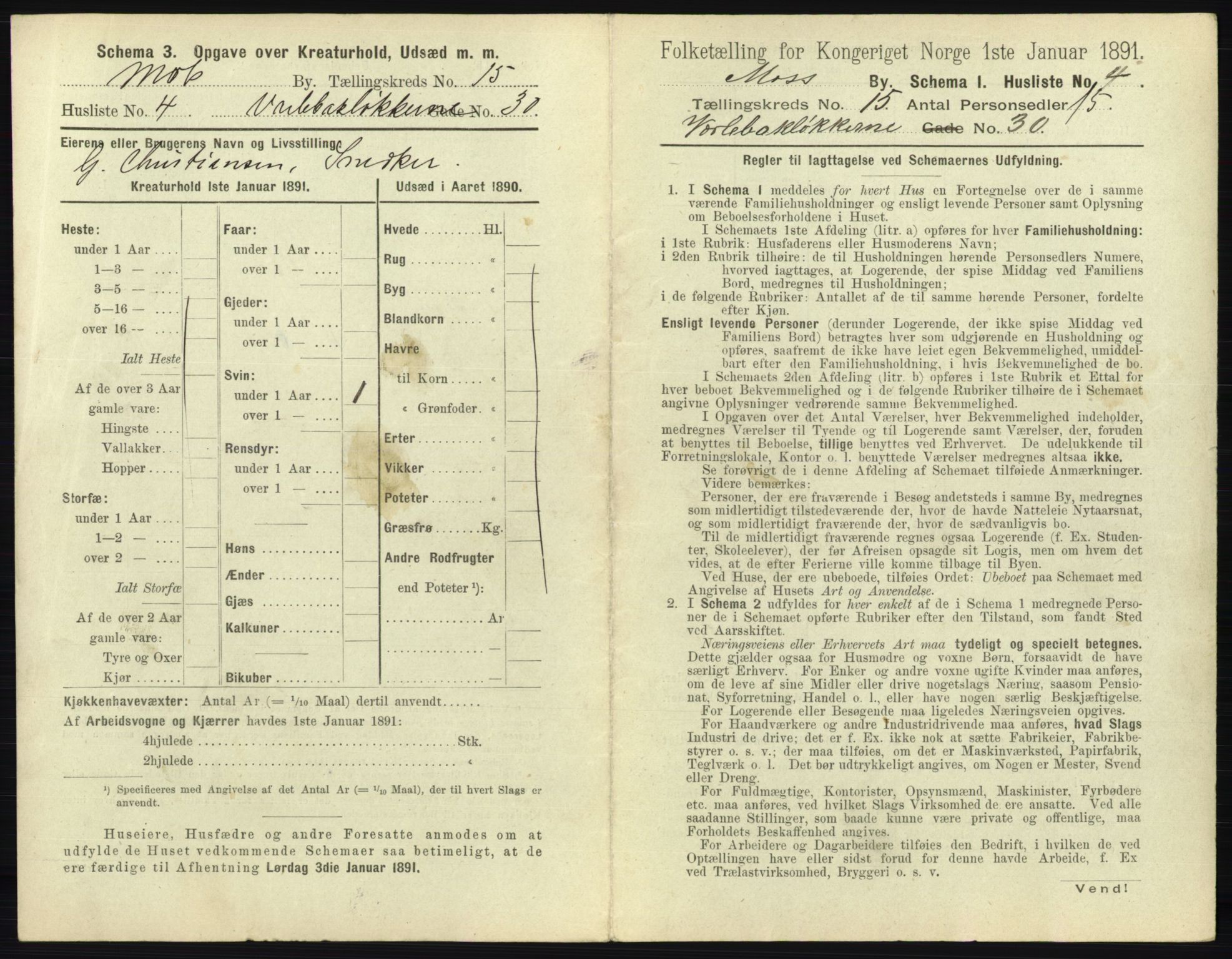 RA, 1891 census for 0104 Moss, 1891, p. 986