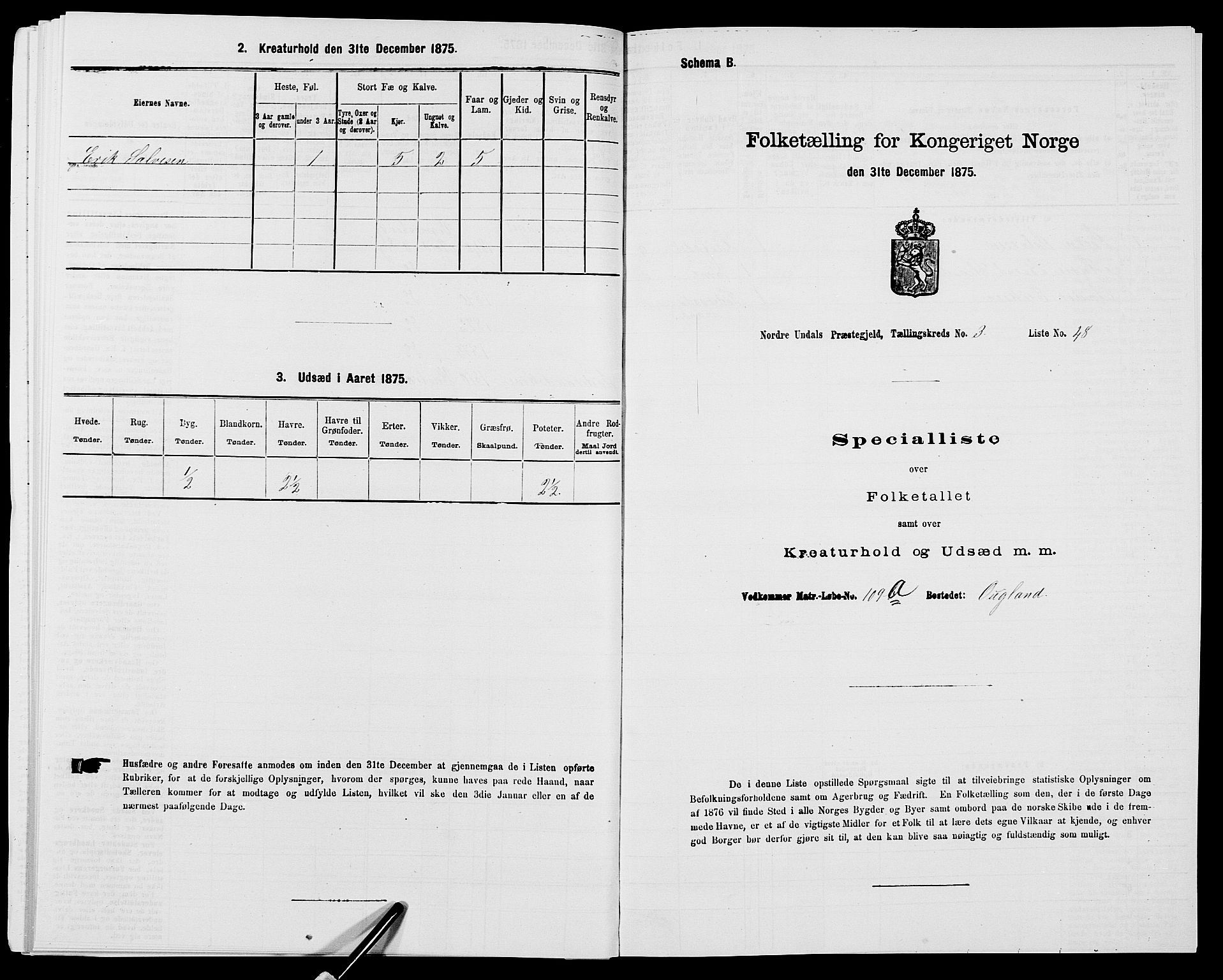 SAK, 1875 census for 1028P Nord-Audnedal, 1875, p. 345