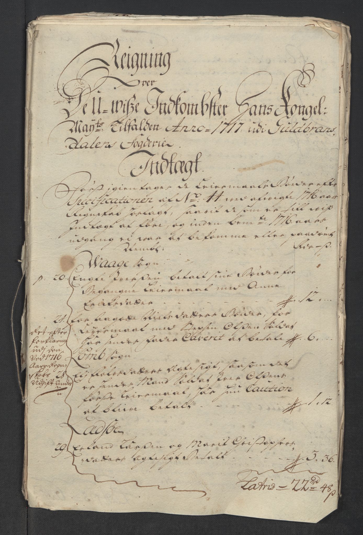 Rentekammeret inntil 1814, Reviderte regnskaper, Fogderegnskap, RA/EA-4092/R17/L1187: Fogderegnskap Gudbrandsdal, 1717, p. 102