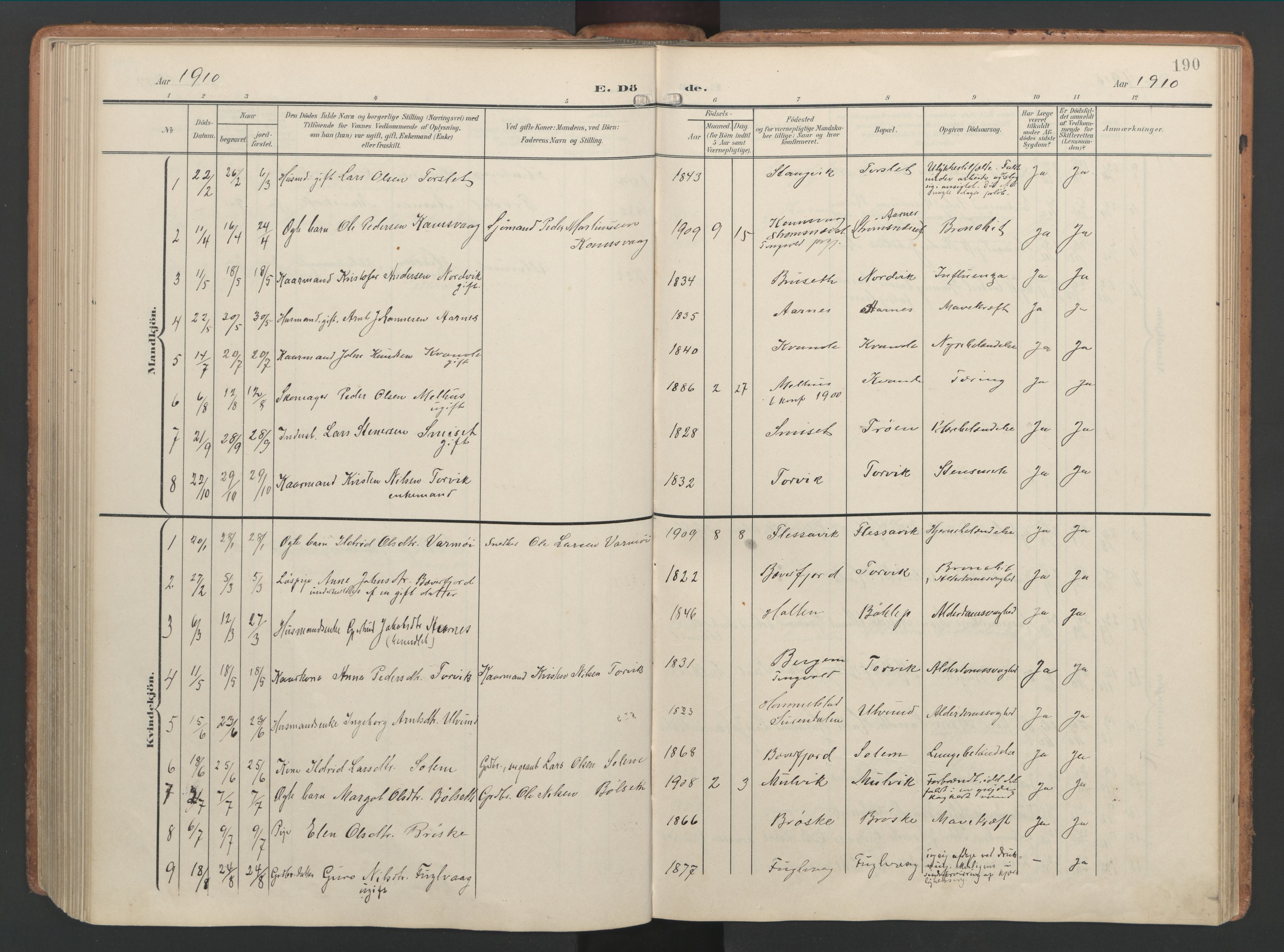 Ministerialprotokoller, klokkerbøker og fødselsregistre - Møre og Romsdal, AV/SAT-A-1454/592/L1030: Parish register (official) no. 592A08, 1901-1925, p. 190