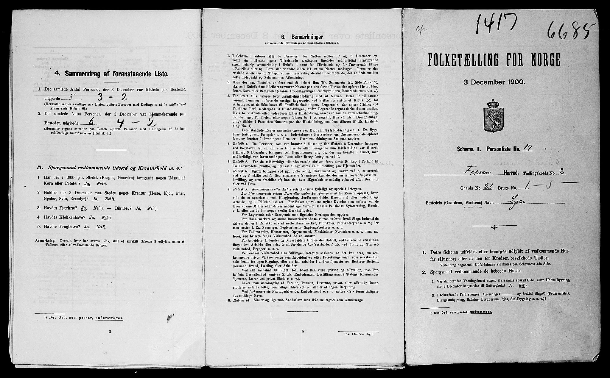 SAST, 1900 census for Forsand, 1900, p. 33