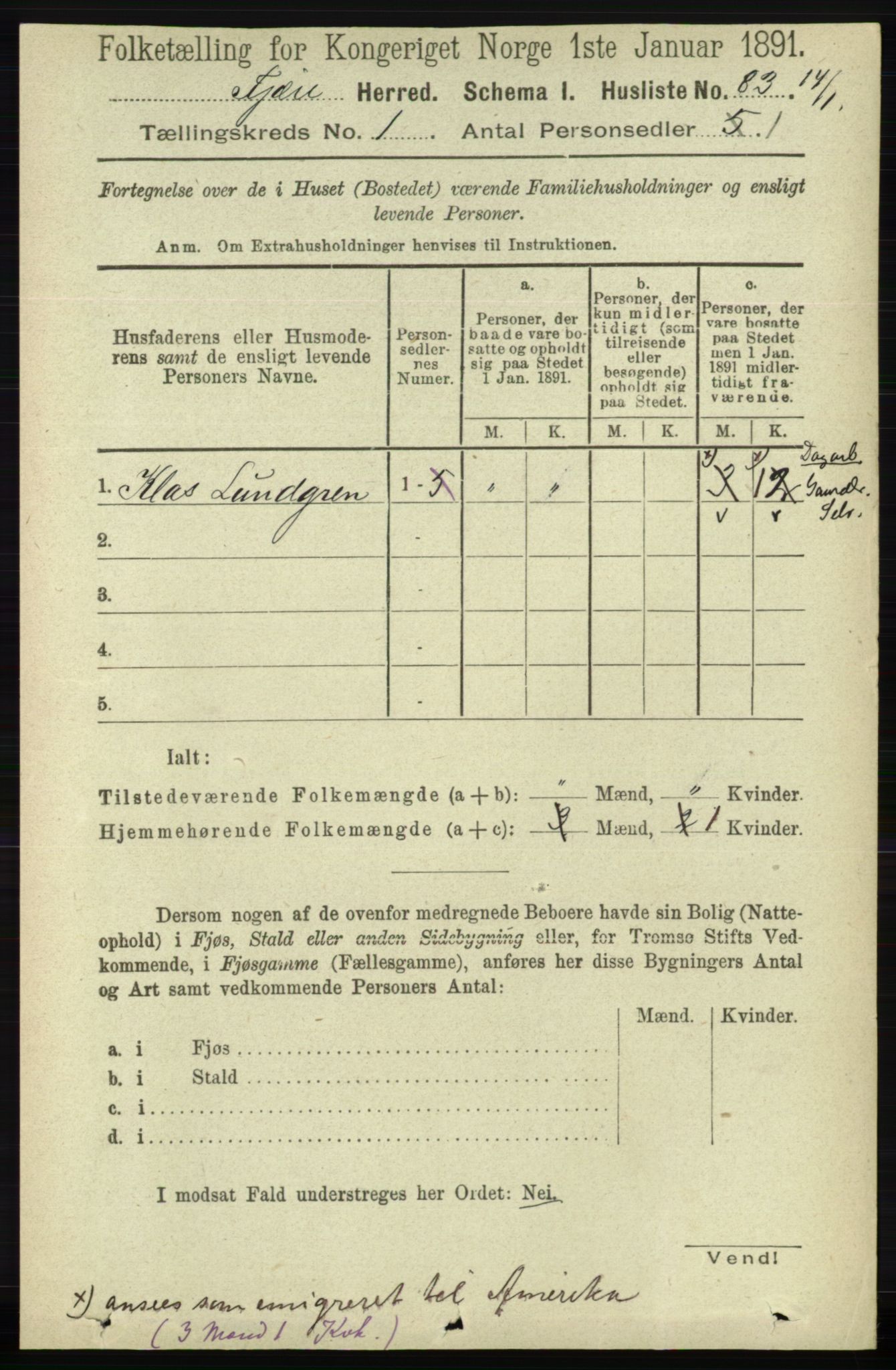 RA, 1891 census for 0923 Fjære, 1891, p. 118