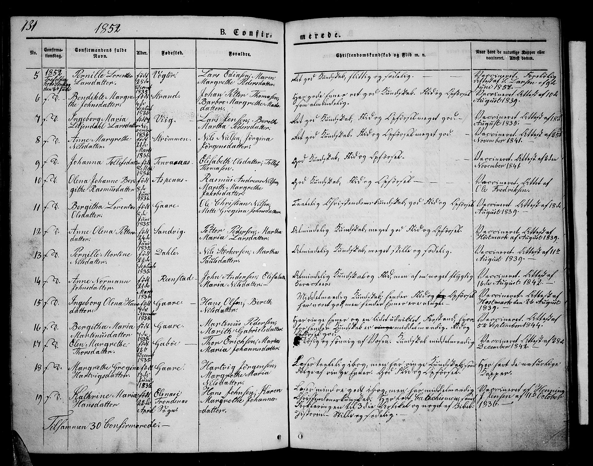 Kvæfjord sokneprestkontor, AV/SATØ-S-1323/G/Ga/Gab/L0002klokker: Parish register (copy) no. 2, 1841-1855, p. 131
