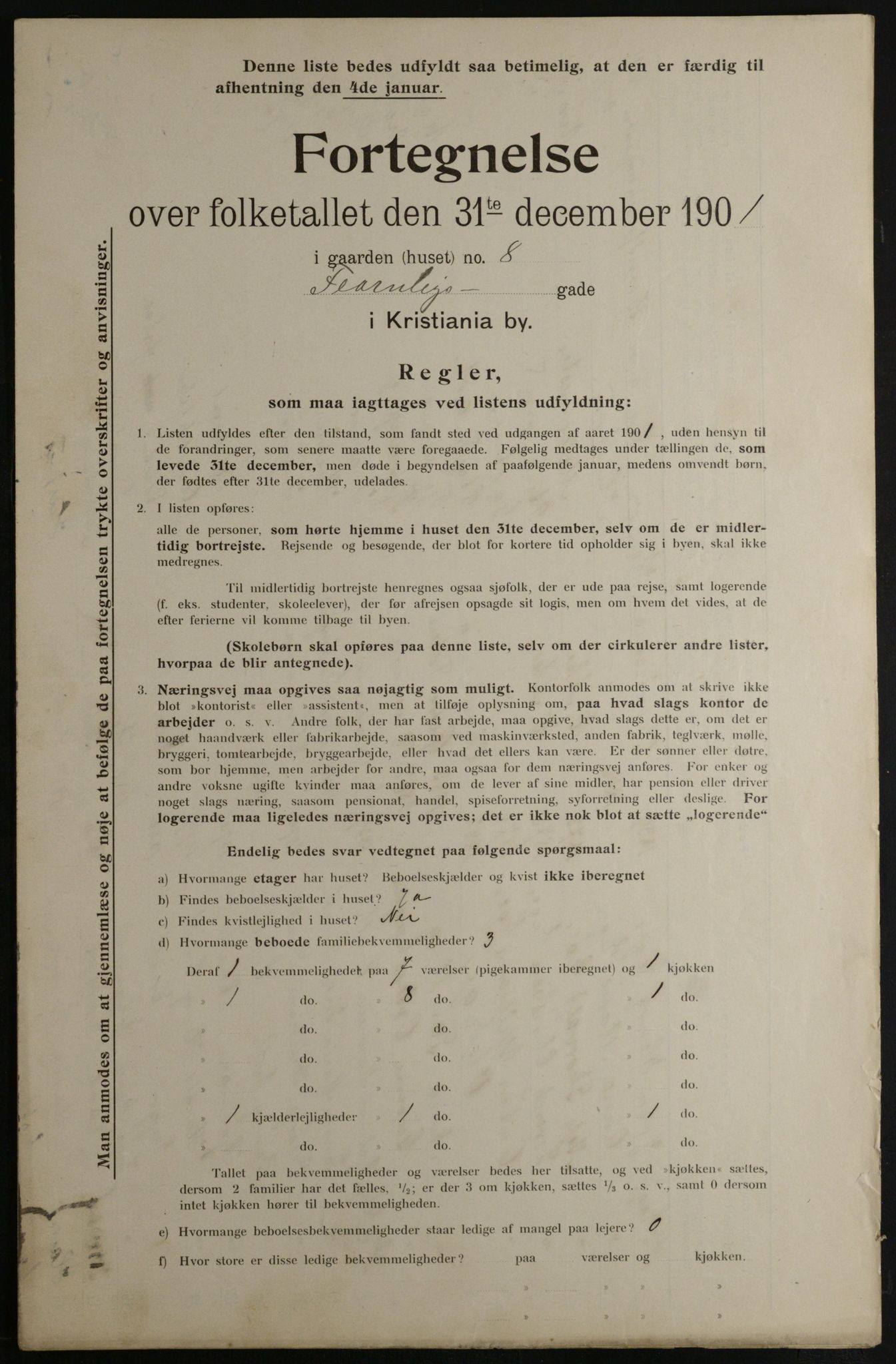 OBA, Municipal Census 1901 for Kristiania, 1901, p. 3869