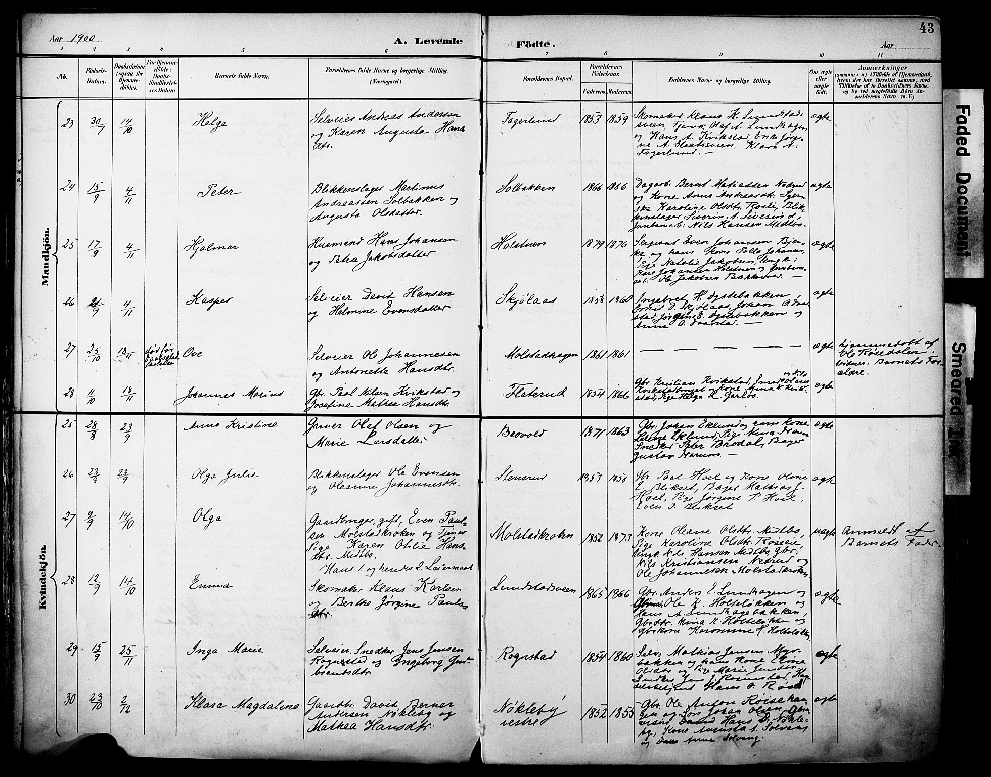 Vestre Toten prestekontor, AV/SAH-PREST-108/H/Ha/Haa/L0013: Parish register (official) no. 13, 1895-1911, p. 43