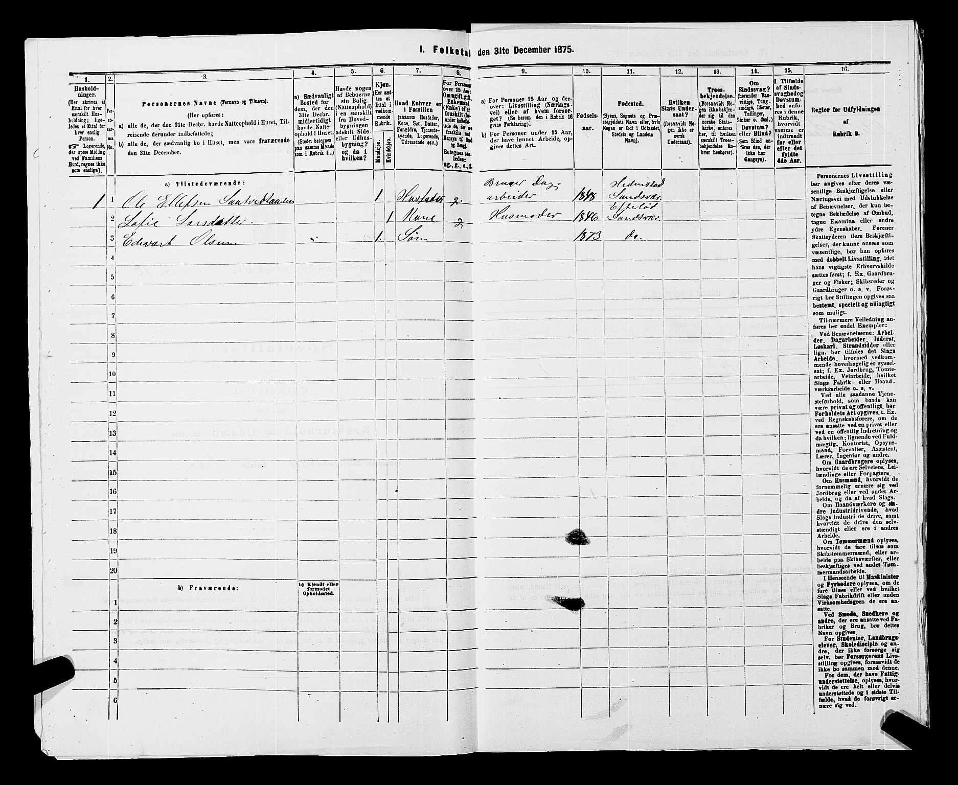 SAKO, 1875 census for 0629P Sandsvær, 1875, p. 1705