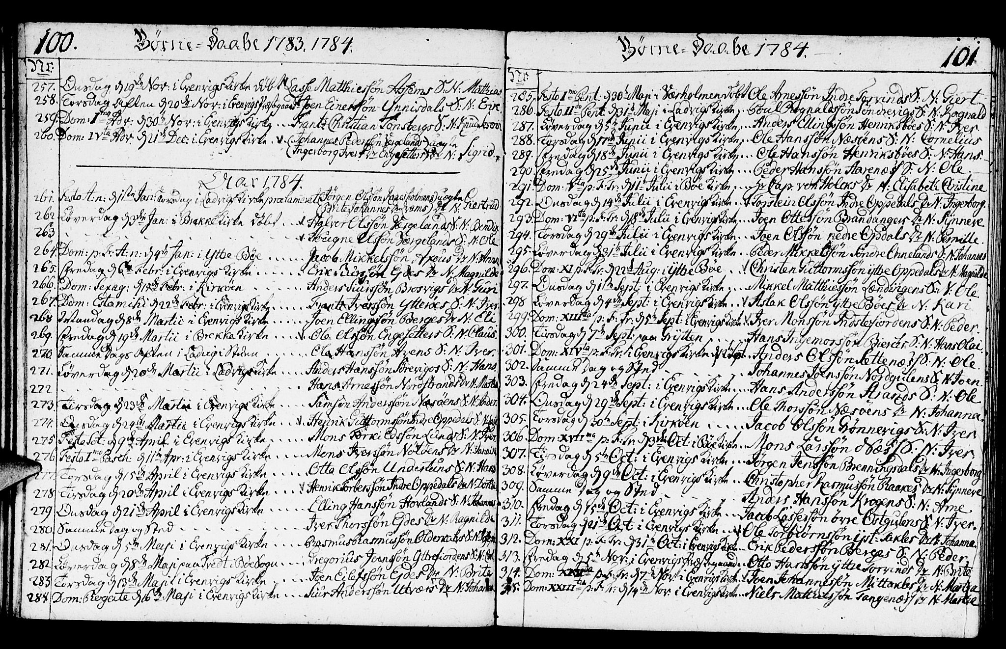 Gulen sokneprestembete, SAB/A-80201/H/Haa/Haaa/L0014: Parish register (official) no. A 14, 1779-1788, p. 100-101