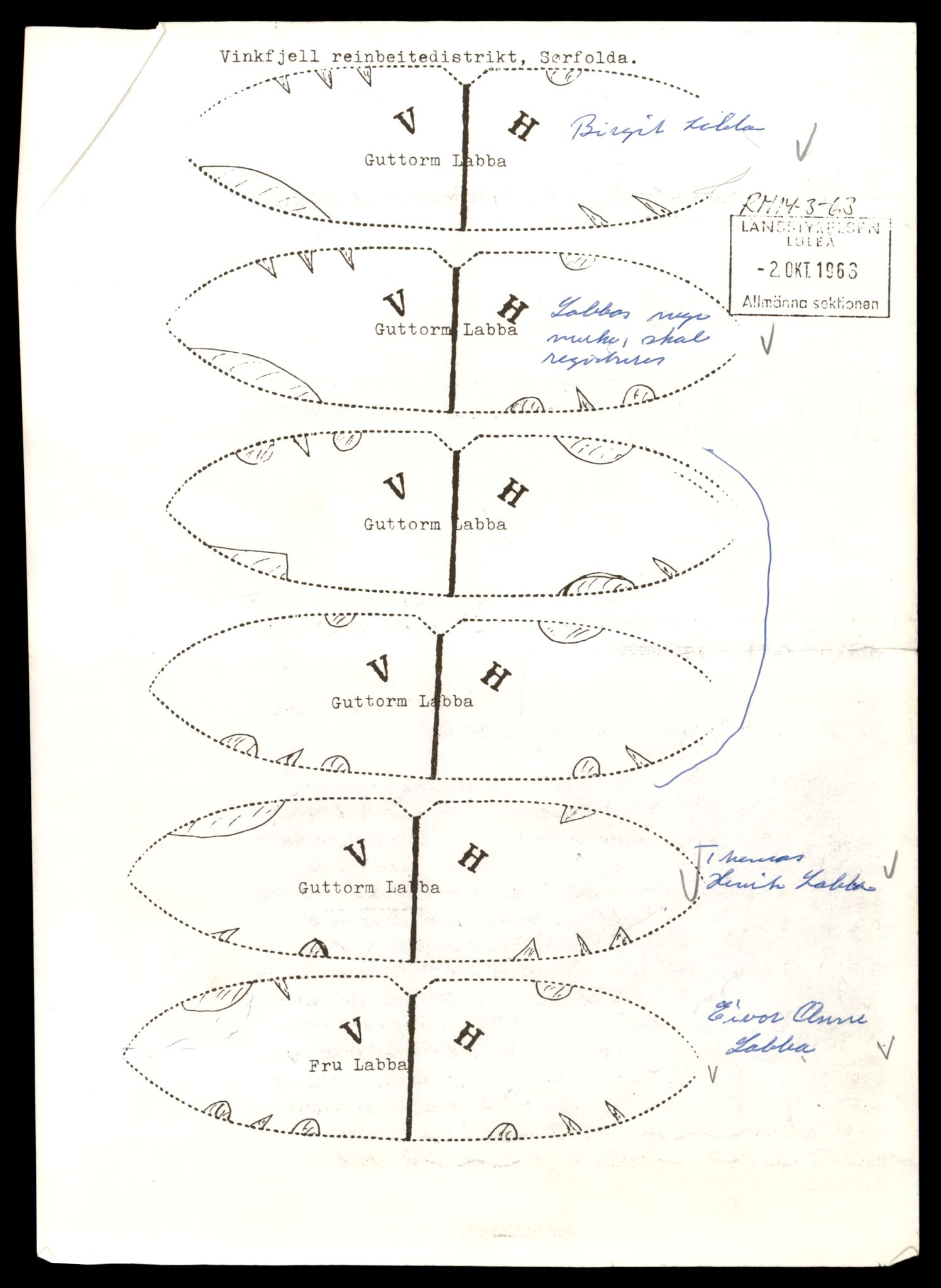 Reindriftsforvaltningen Nordland, AV/SAT-A-5309/D/Dc/L0506/0002: Korrespondanse ordnet etter arkivnøkkel / Registrering av reinmerker - Hamarøy / Mørkvatn, 1966-1981, p. 25