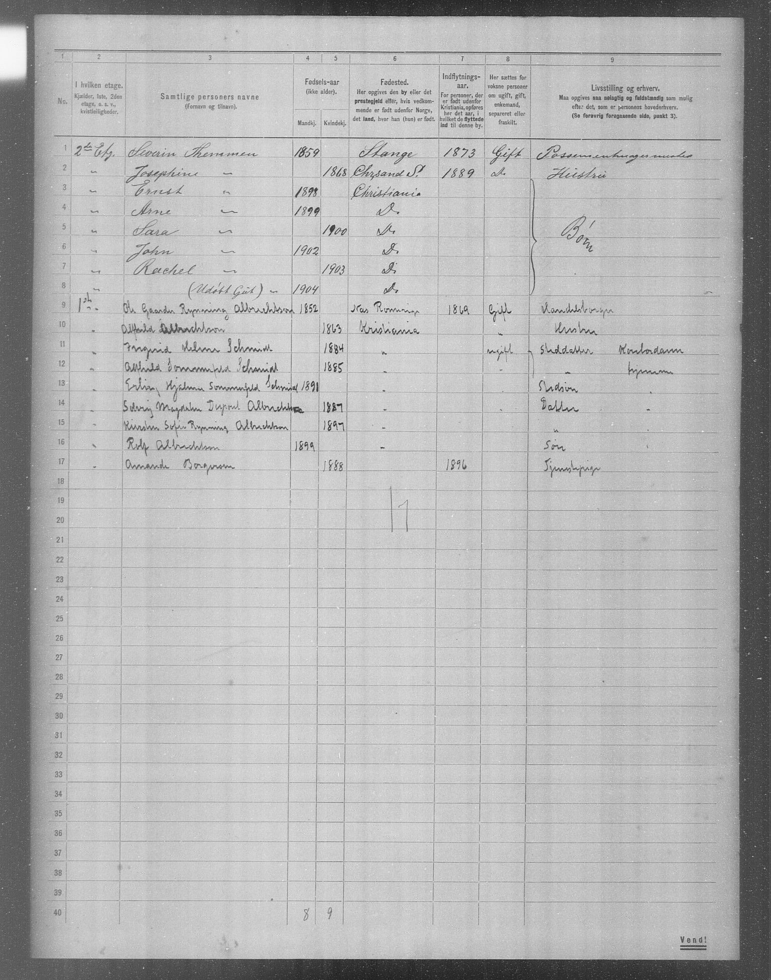 OBA, Municipal Census 1904 for Kristiania, 1904, p. 11393