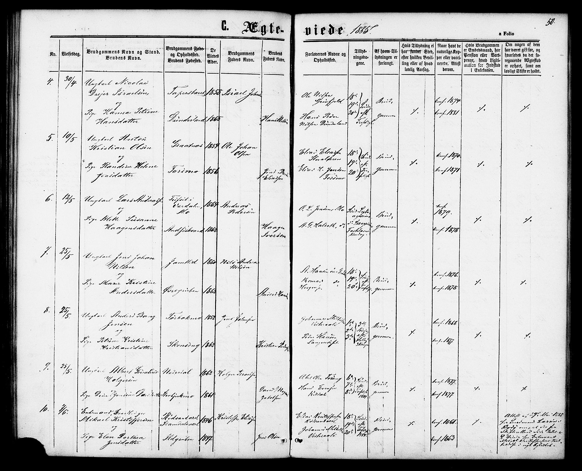 Ministerialprotokoller, klokkerbøker og fødselsregistre - Nordland, AV/SAT-A-1459/827/L0395: Parish register (official) no. 827A07, 1864-1886, p. 50